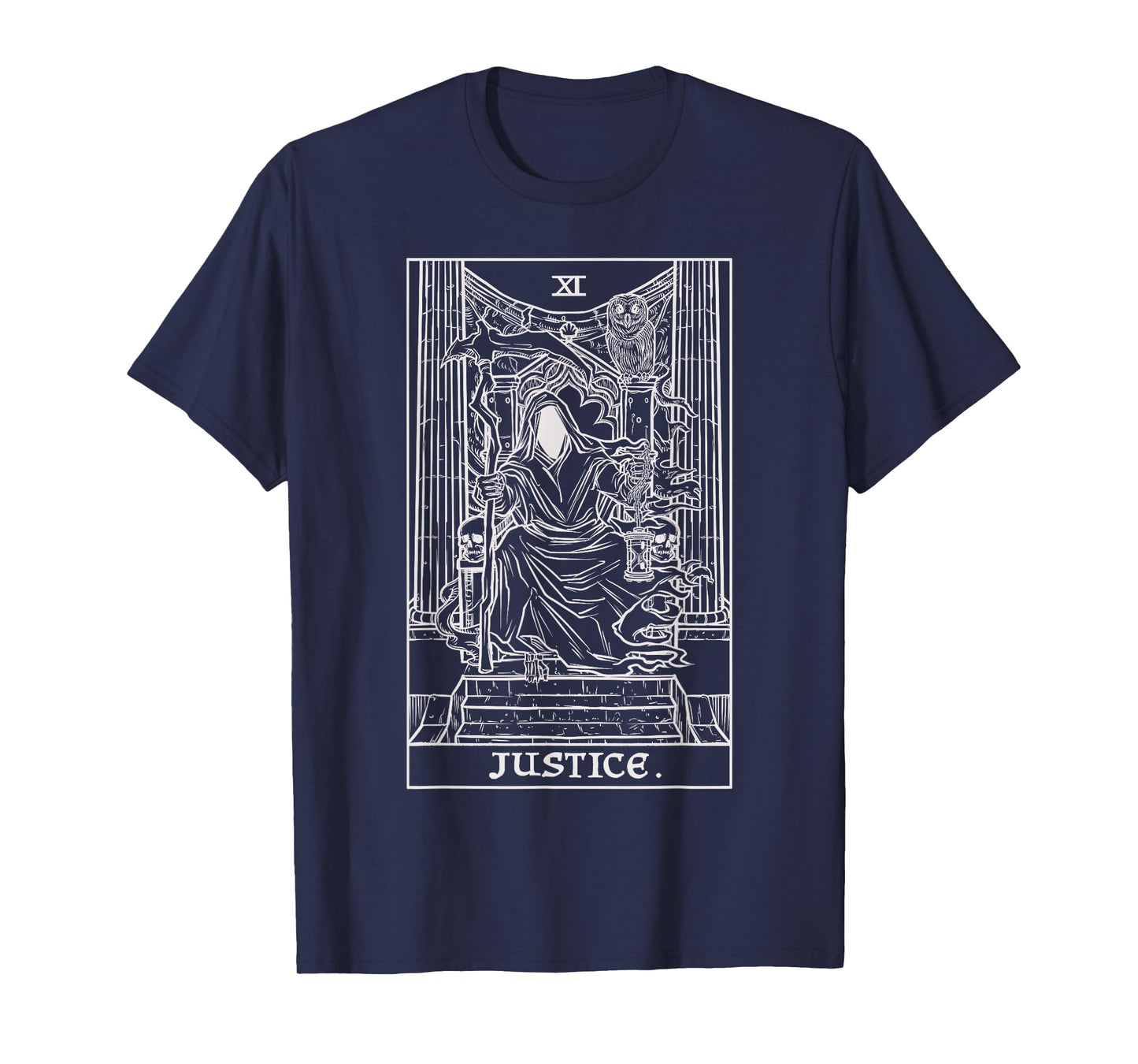 Justice Tarot Card Grim Reaper Halloween Goth Horror Occult T-Shirt