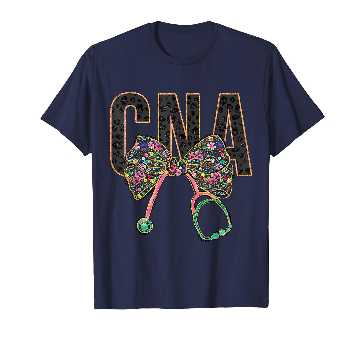 Girly CNA Nurse Coquette Bow Stethoscope Nursing Assistant T-Shirt