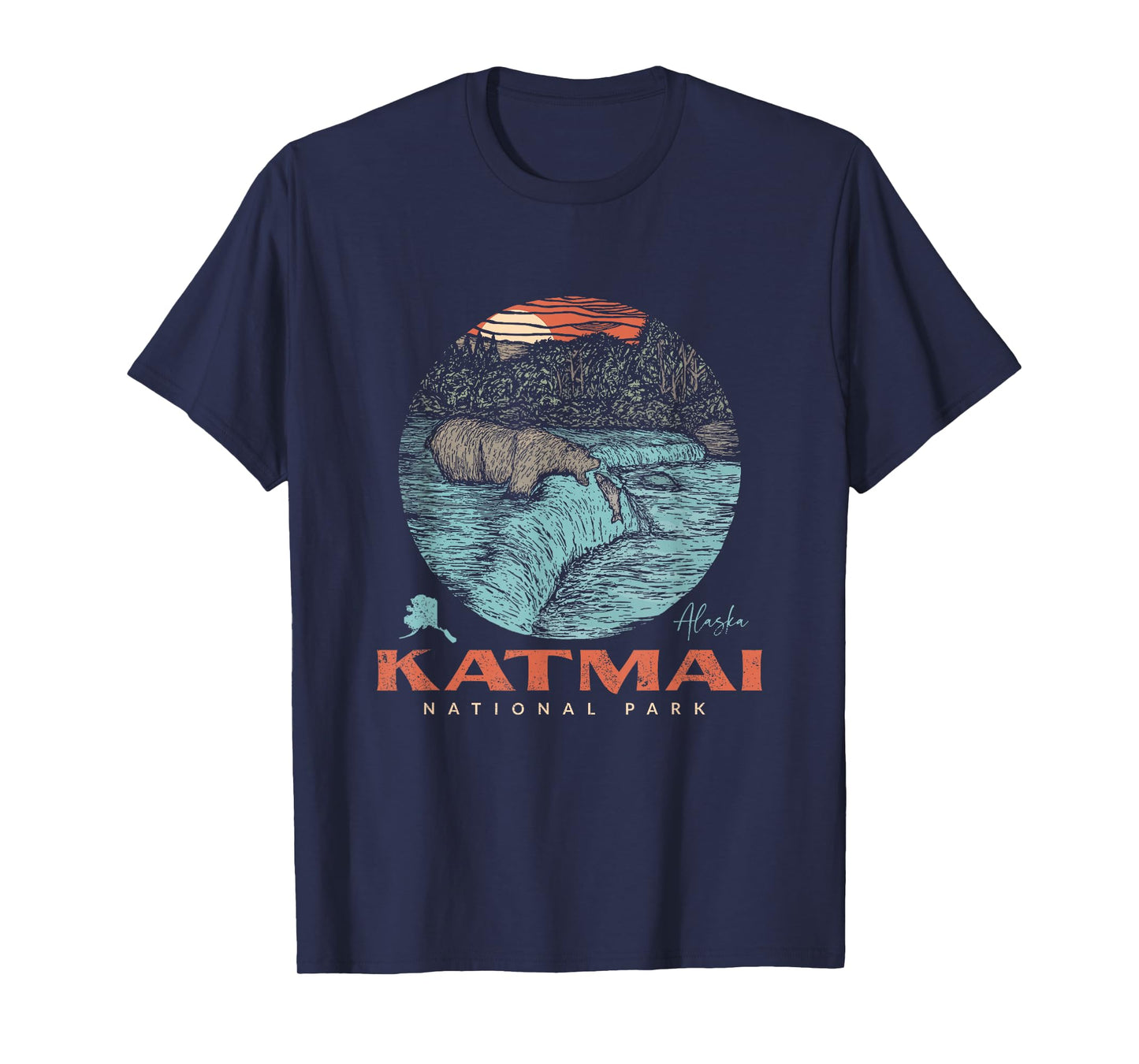 Katmai National Park Vintage Bear Fishing Outfit Adventure T-Shirt
