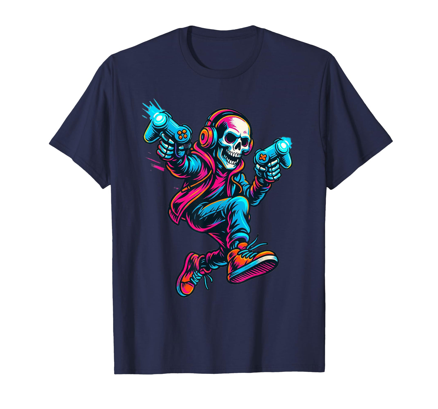 Halloween Skeleton Gamer Video Game Spooky Graphic T-Shirt