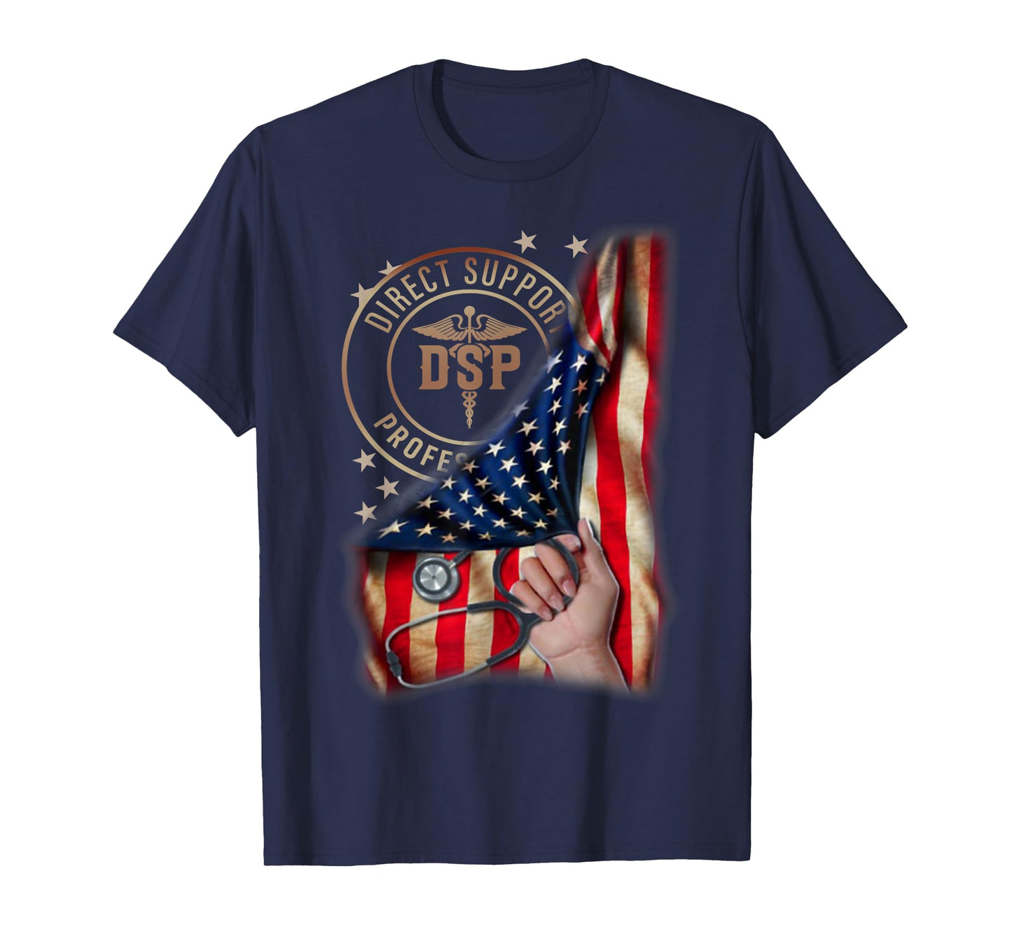 Funny Patriotic DSP USA Flag Nurses Week Gifts 4th of July Women Men T-Shirt