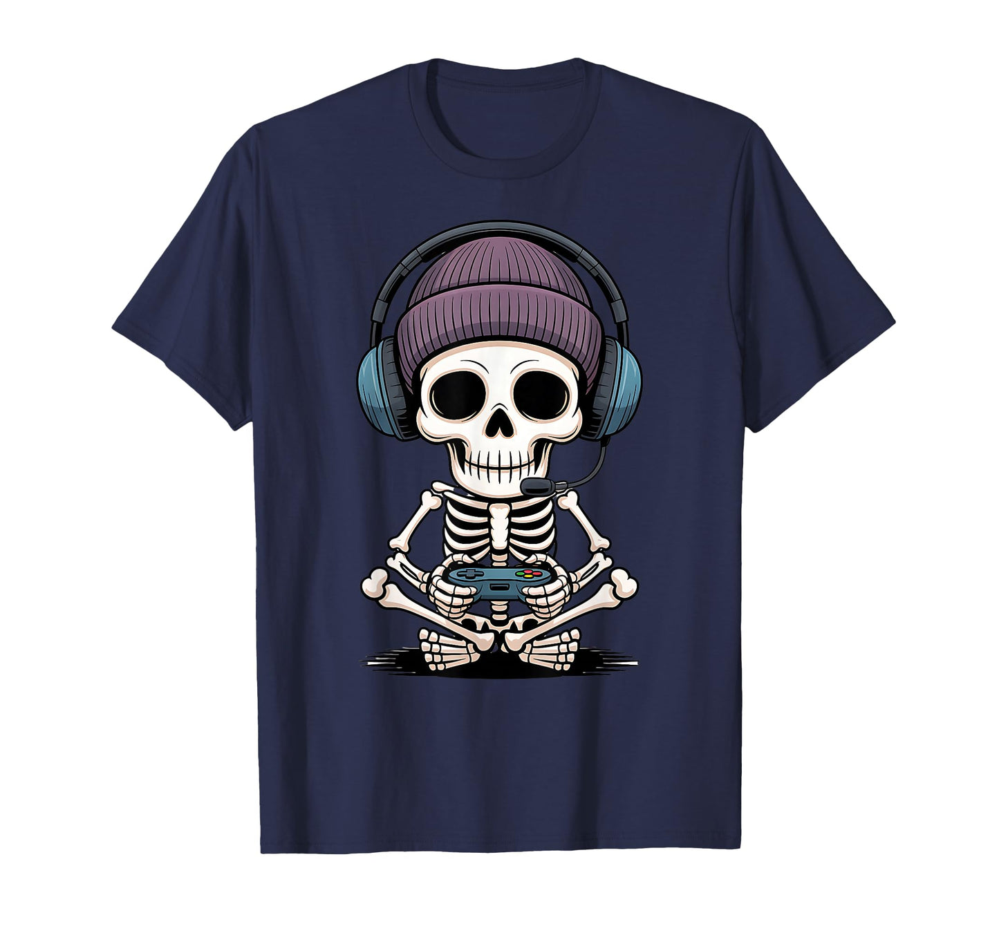 Halloween Skeleton Gamer Video Gaming Boys Men Kids T-Shirt