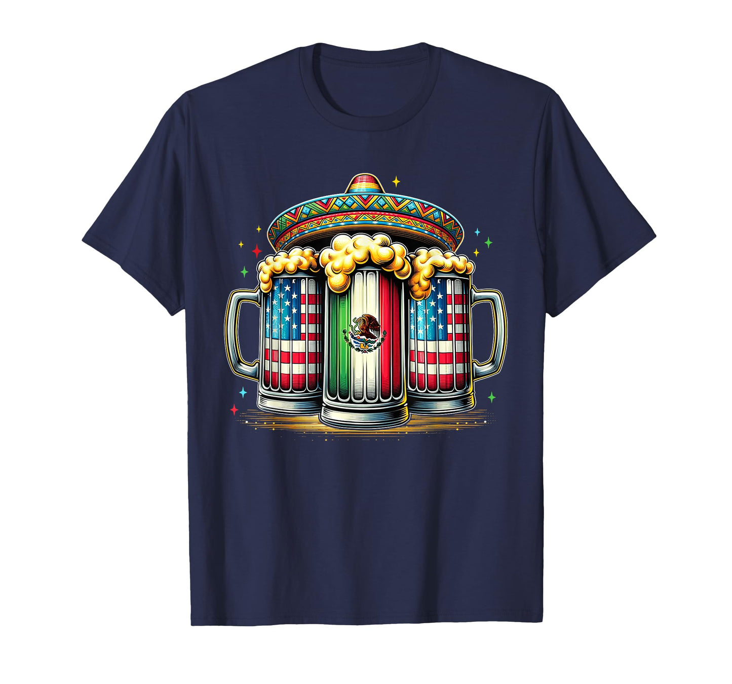 Beer Mexican USA Flag Cinco de Mayo Drinking Party Men Women T-Shirt