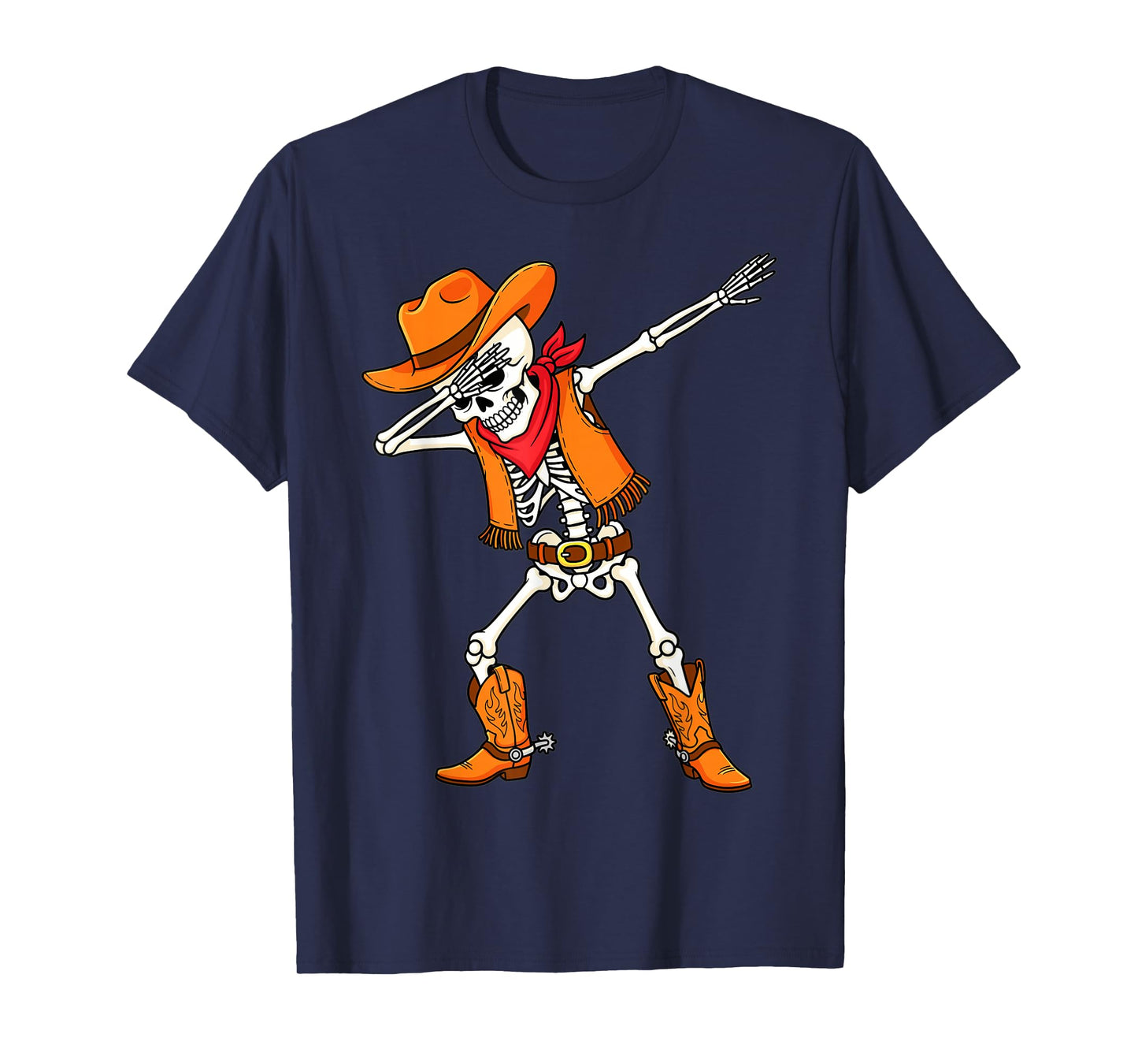 Dabbing Skeleton Cowboy Boots Funny Halloween Style T-Shirt