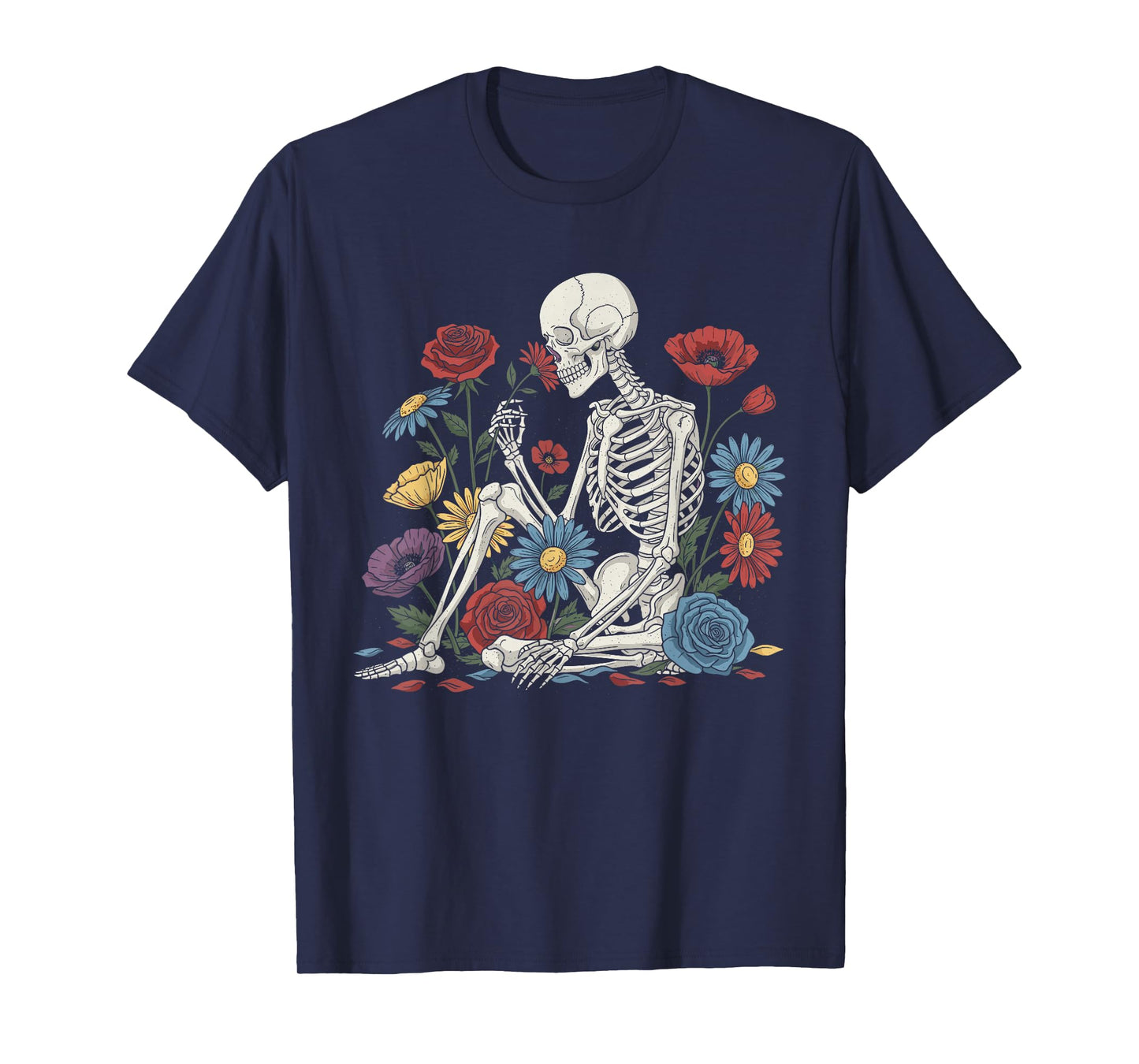 Skeleton with Flower Halloween T-Shirt