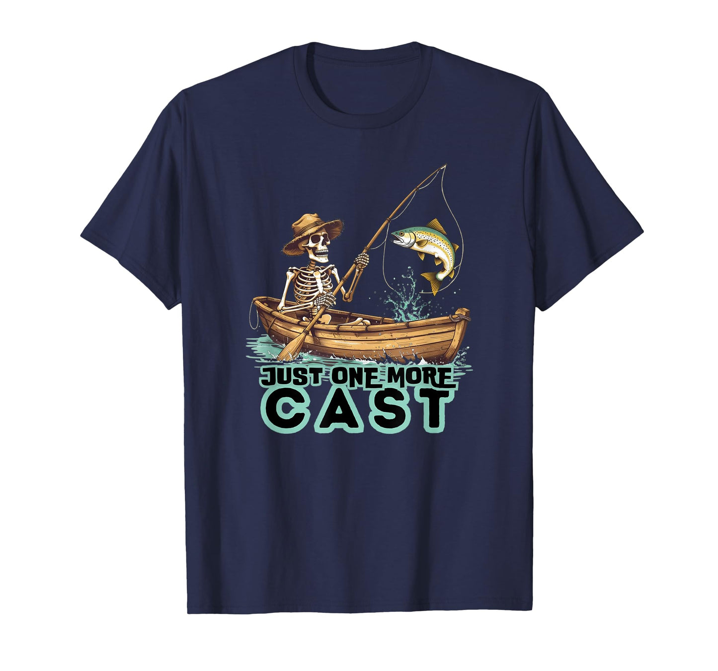 Funny Retro Skeleton Fisherman Fishing Trip T-Shirt