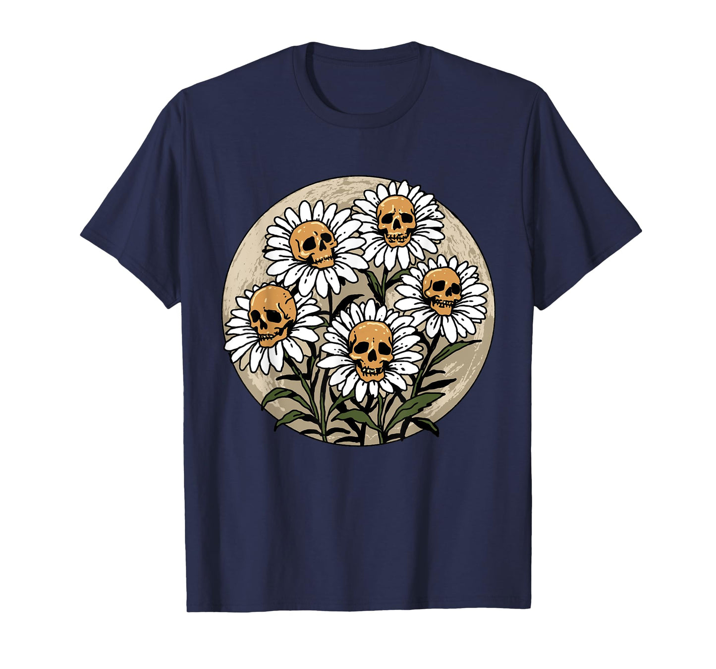 Skull Shirt Spooky Daisy Flower Creepy Skull Daisies T-Shirt