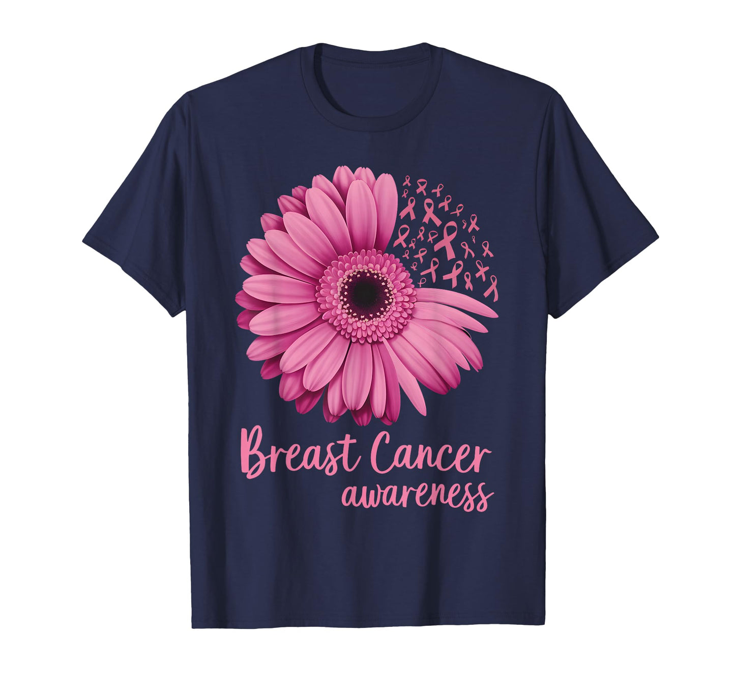 Pink Flower Breast Cancer Awareness Ribbon October Support T-Shirt