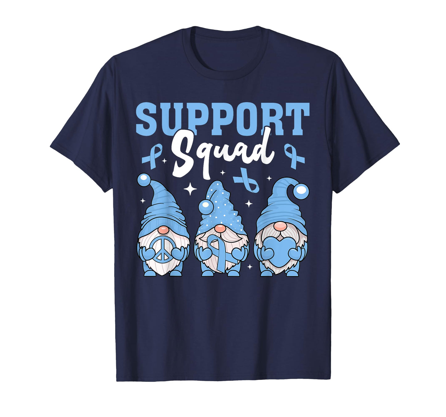 Support Squad Prostate Cancer Gnomes With Light Blue Ribbon T-Shirt