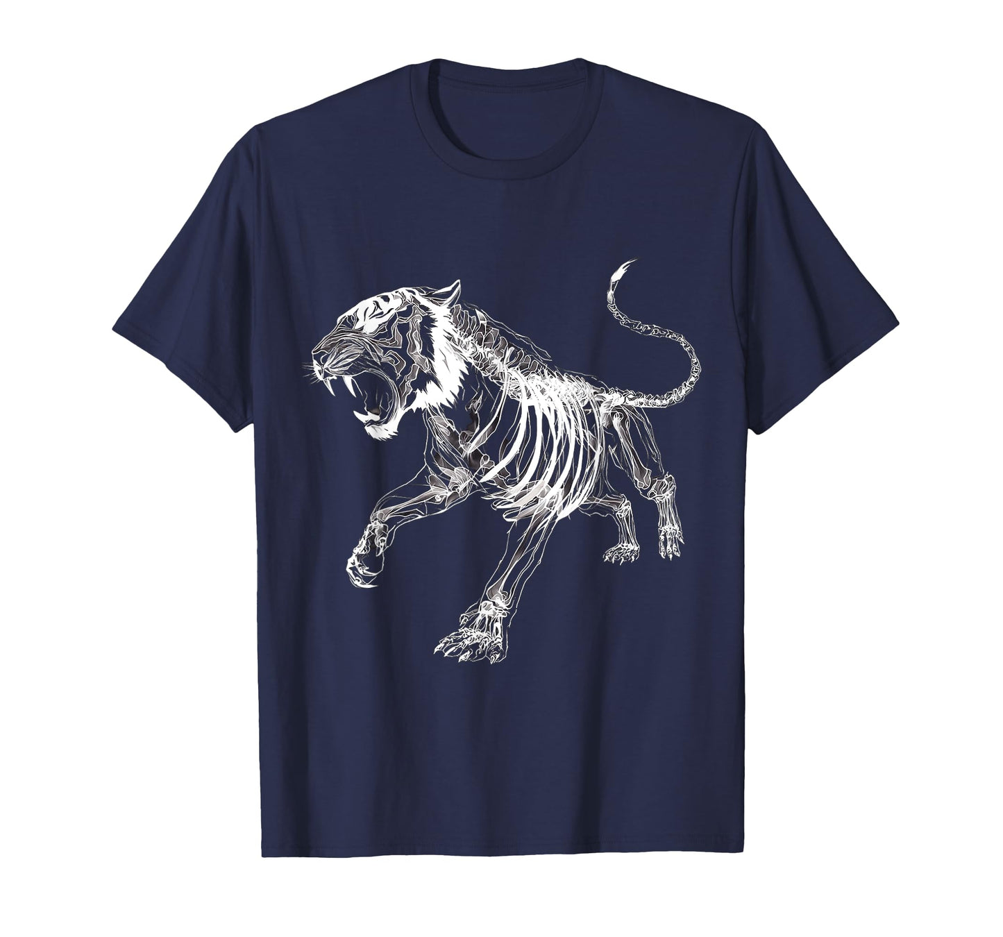 Halloween Skeleton Tiger Drawing Portrait Animal Halloween T-Shirt