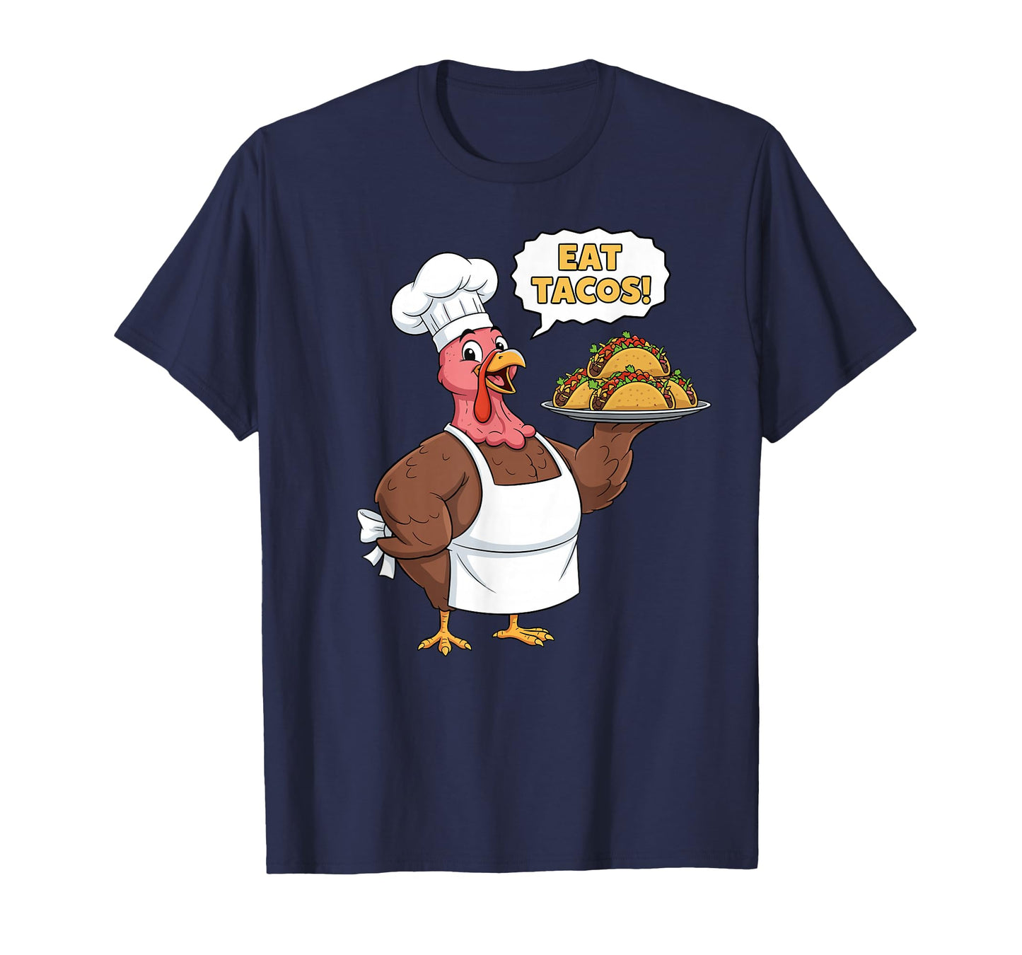 Turkey Chef Eat Tacos Funny Cooking Humor Cartoon T-Shirt