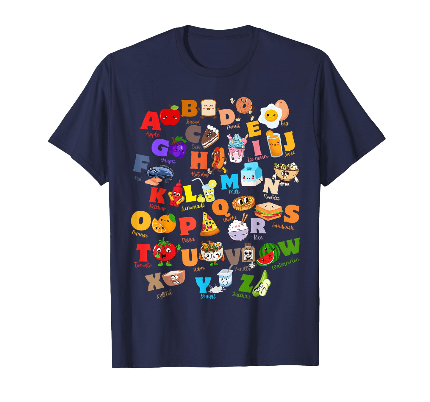 Funny Fruit And Foodie Alphabet ABCs Kindergarten Teacher T-Shirt