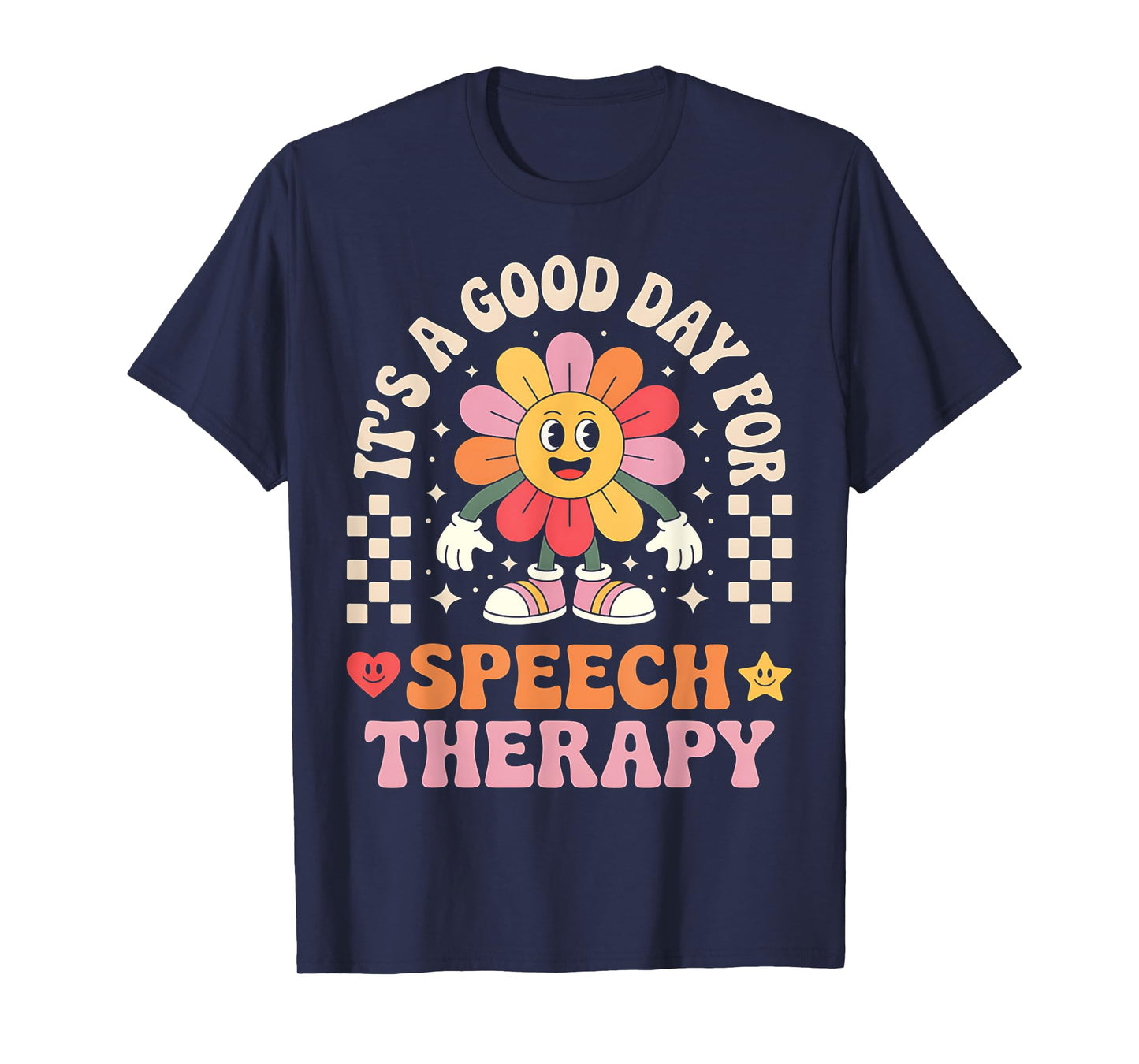 Speech Therapy Day SLP Therapist Retro Groovy Flower T-Shirt
