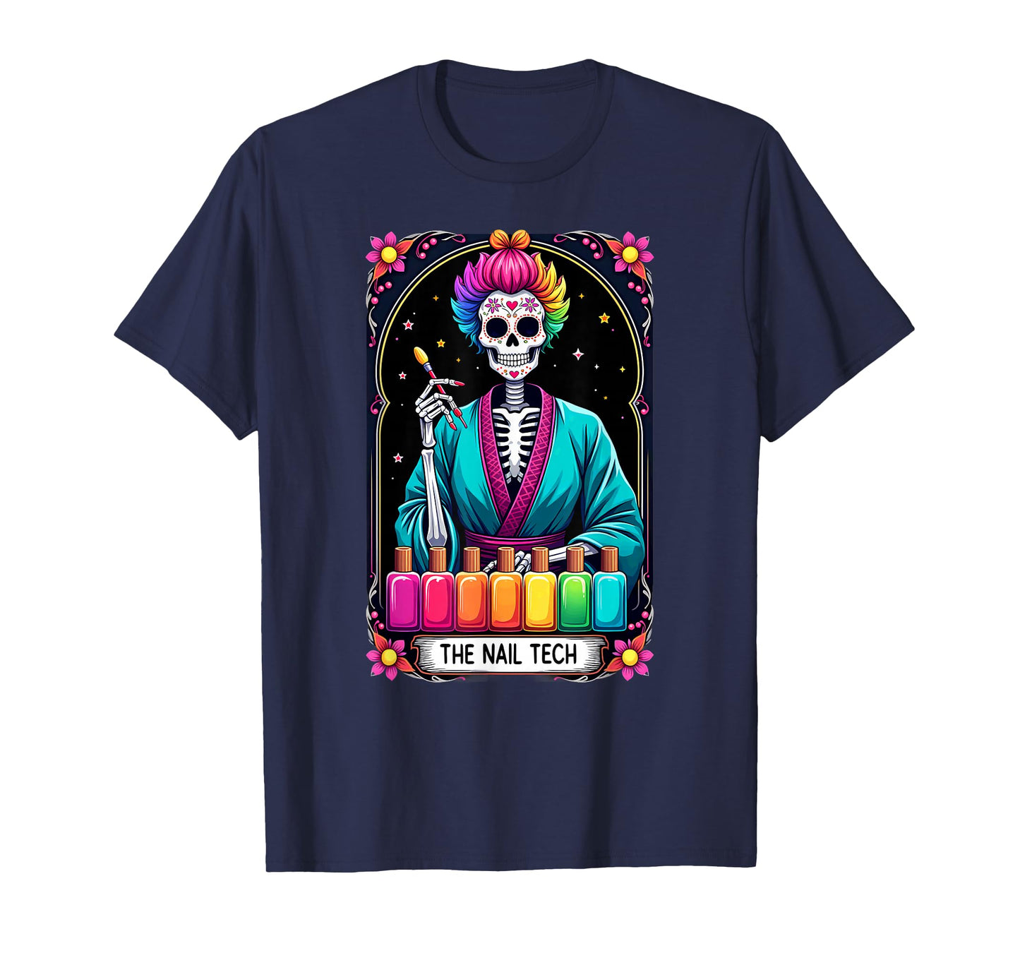 Tarot Card Nail Tech Skeleton Beautician Halloween T-Shirt