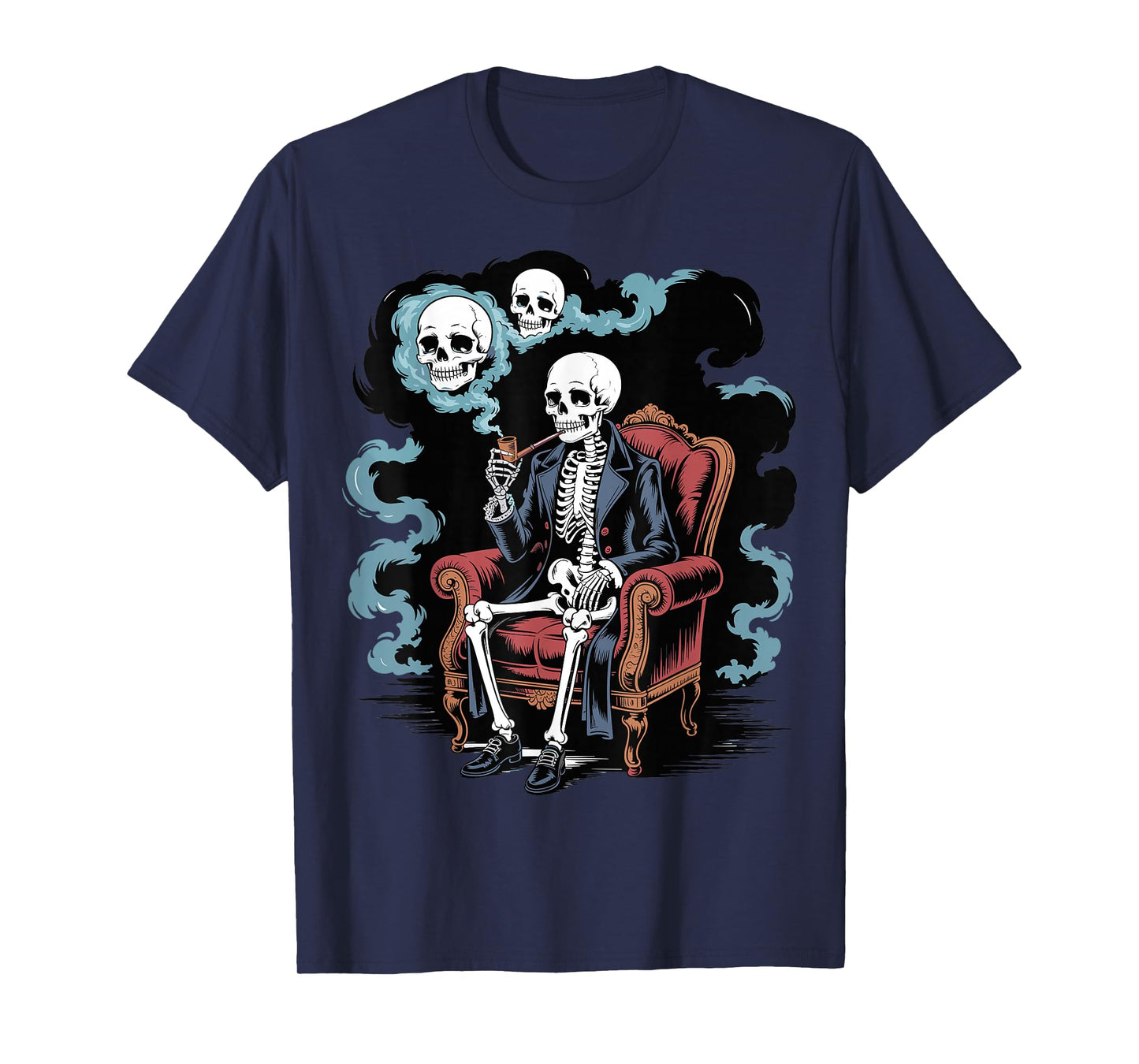 Smoking Skeleton Vintage Gothic Halloween Art T-Shirt