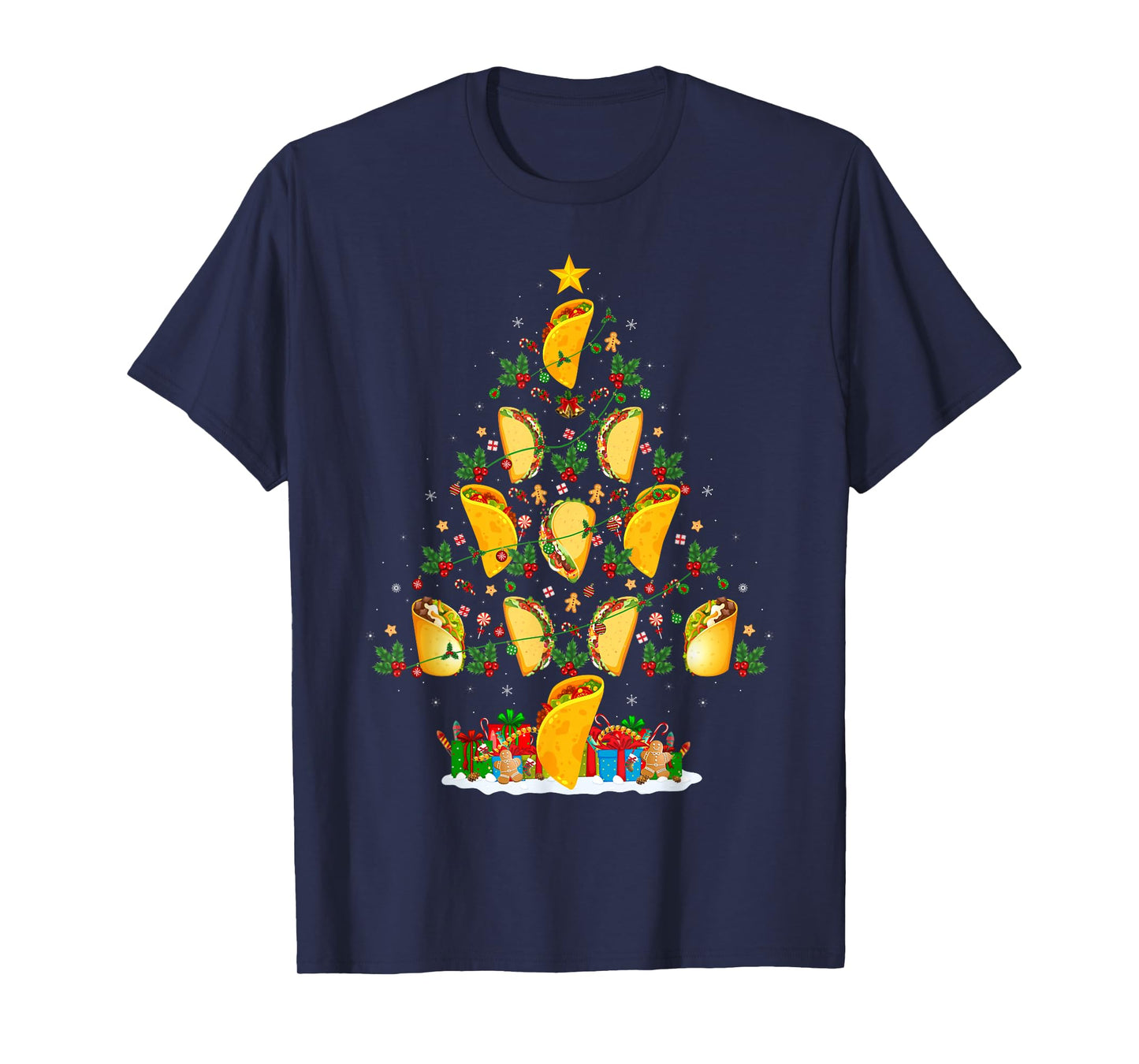 Taco Christmas Tree Funny Taco Fast Food Lover Foodie Xmas T-Shirt
