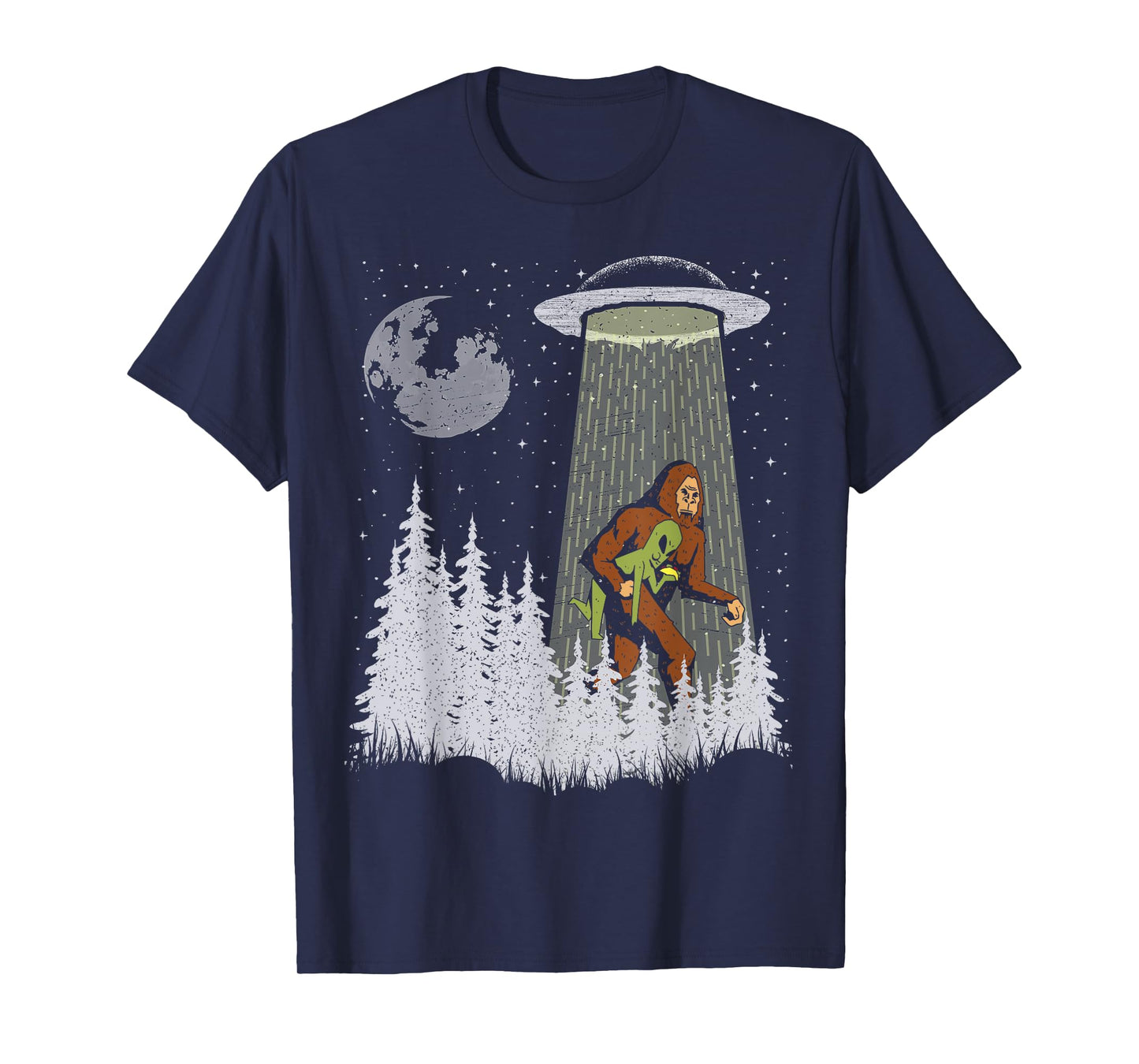 Funny Bigfoot Carrying Alien Eating Taco Cool Sasquatch Ufo T-Shirt