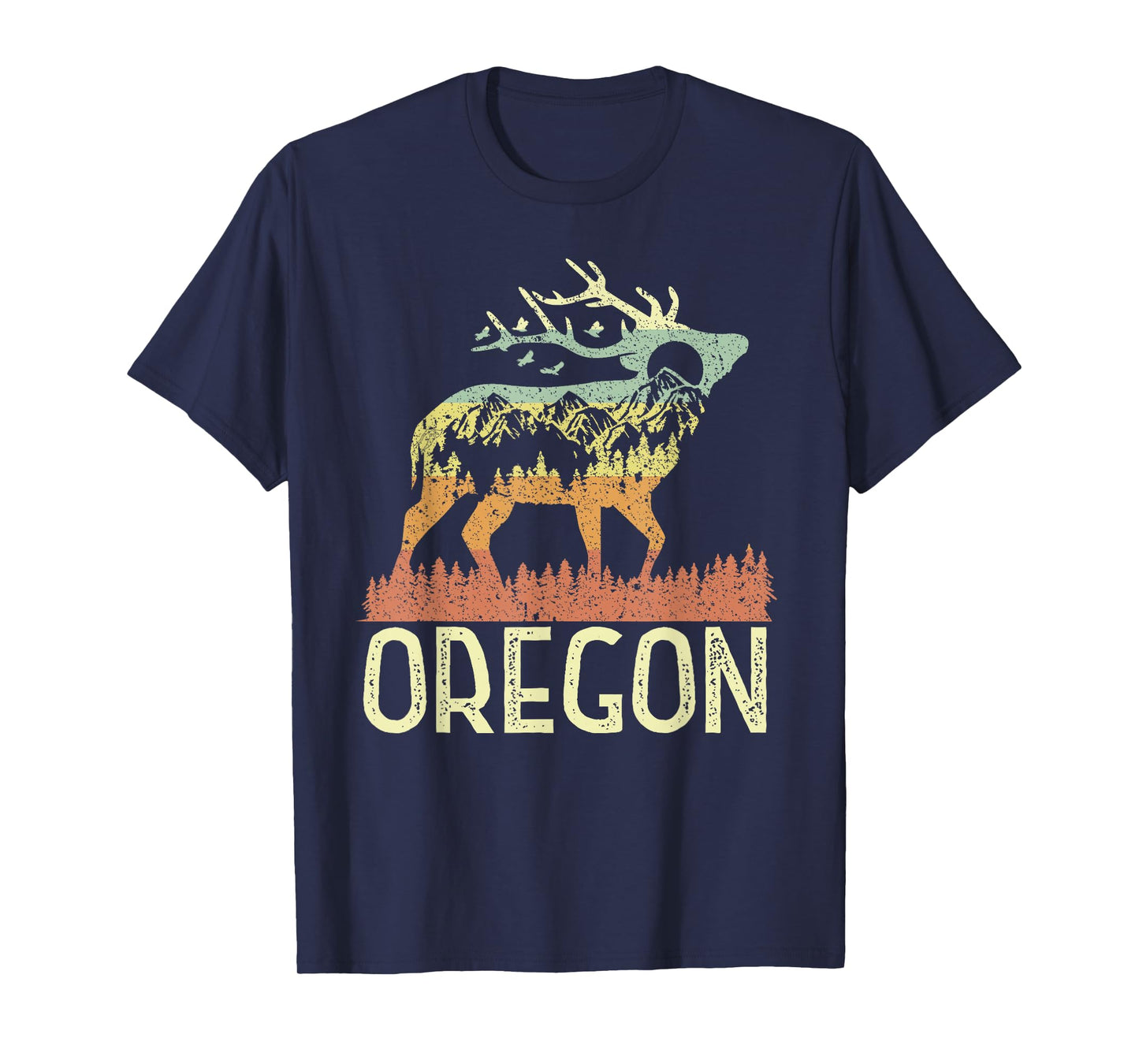 Oregon Retro Mountain Vintage Elk Hiking Men Women T-Shirt