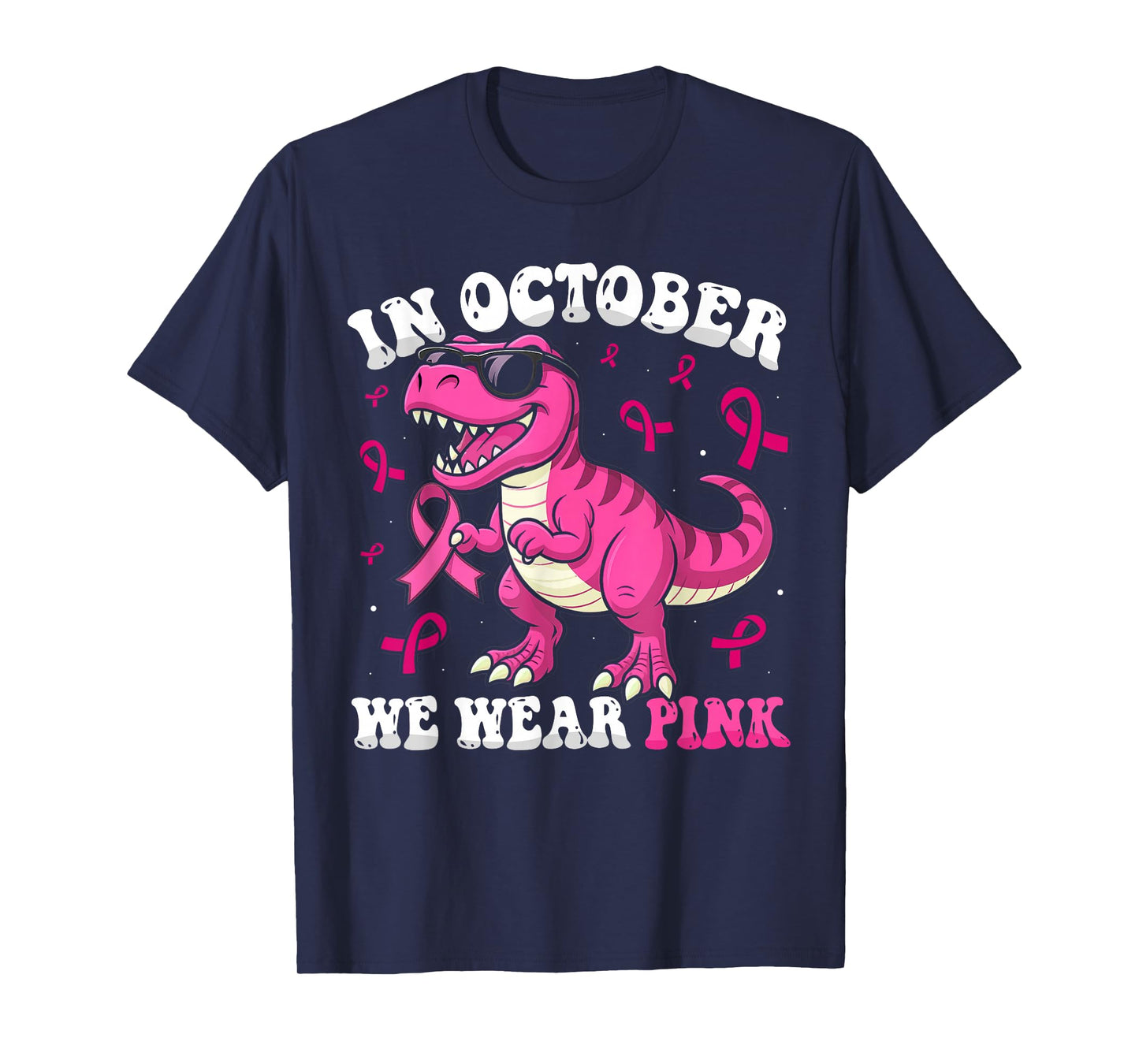 In October We Wear Pink Dinosaur Breast Cancer Awareness Boy T-Shirt