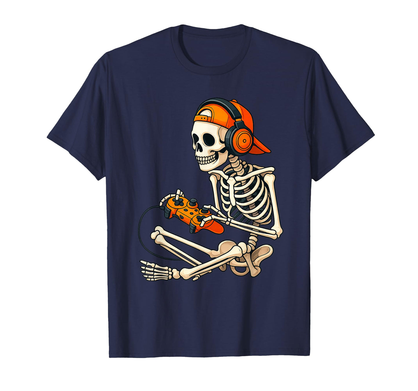 Halloween Skeleton Gamer Video Gaming Boys Men Kids Tees T-Shirt