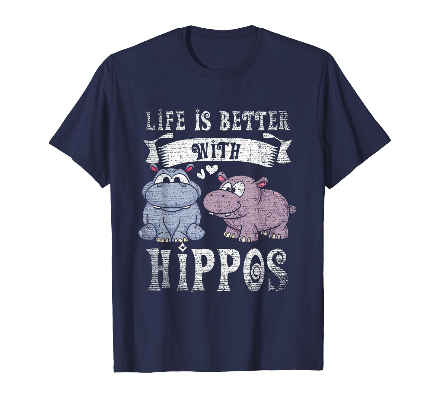 Hippopotamus Animal Lover Gift Hippo Unisex-Adults Black Short Sleeve T-Shirt Small