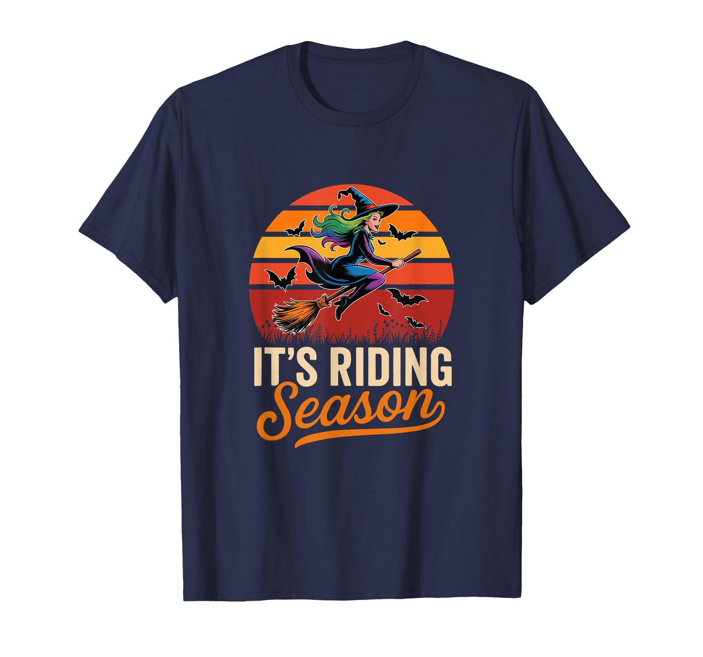 Vintage It's Riding Funny Season Halloween Witch Broomstick T-Shirt