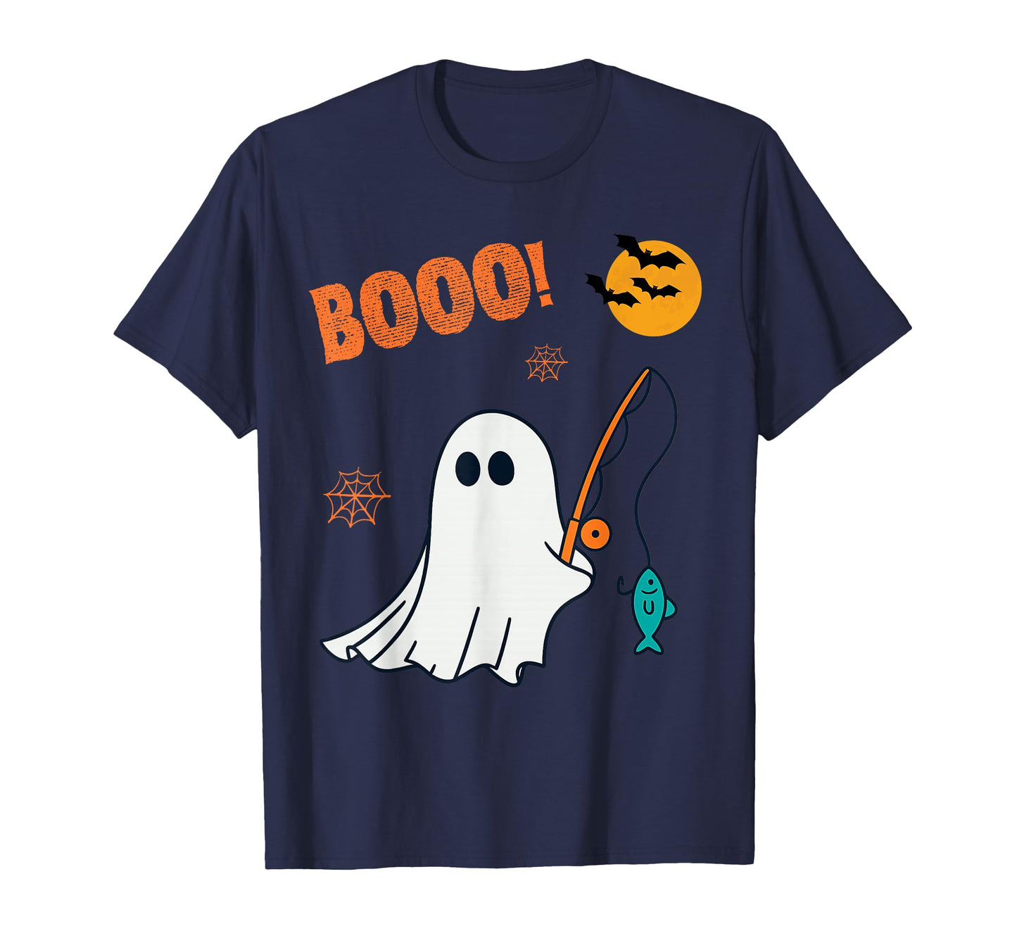 Vintage Halloween Skeleton Fishing Funny Spooky Costume T-Shirt