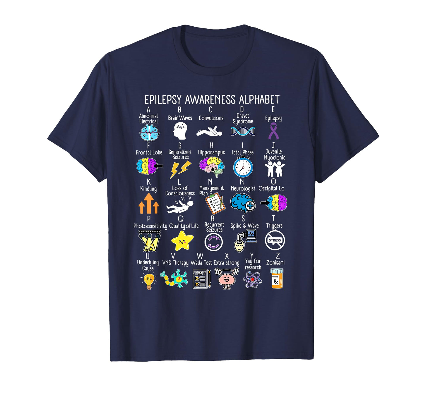 Epilepsy Awareness Alphabet Seizure Disorder Squad Support T-Shirt