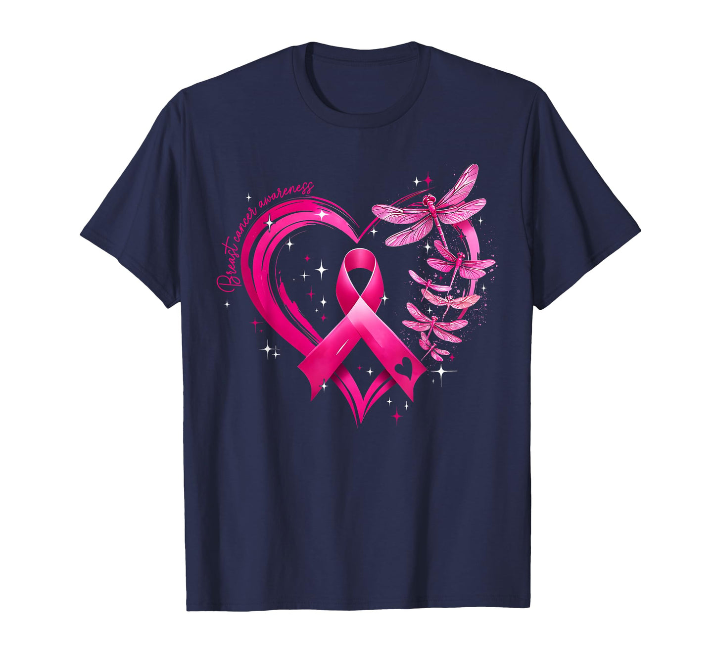 Breast Cancer Awareness Heart Dragonflies Men Women Kid T-Shirt