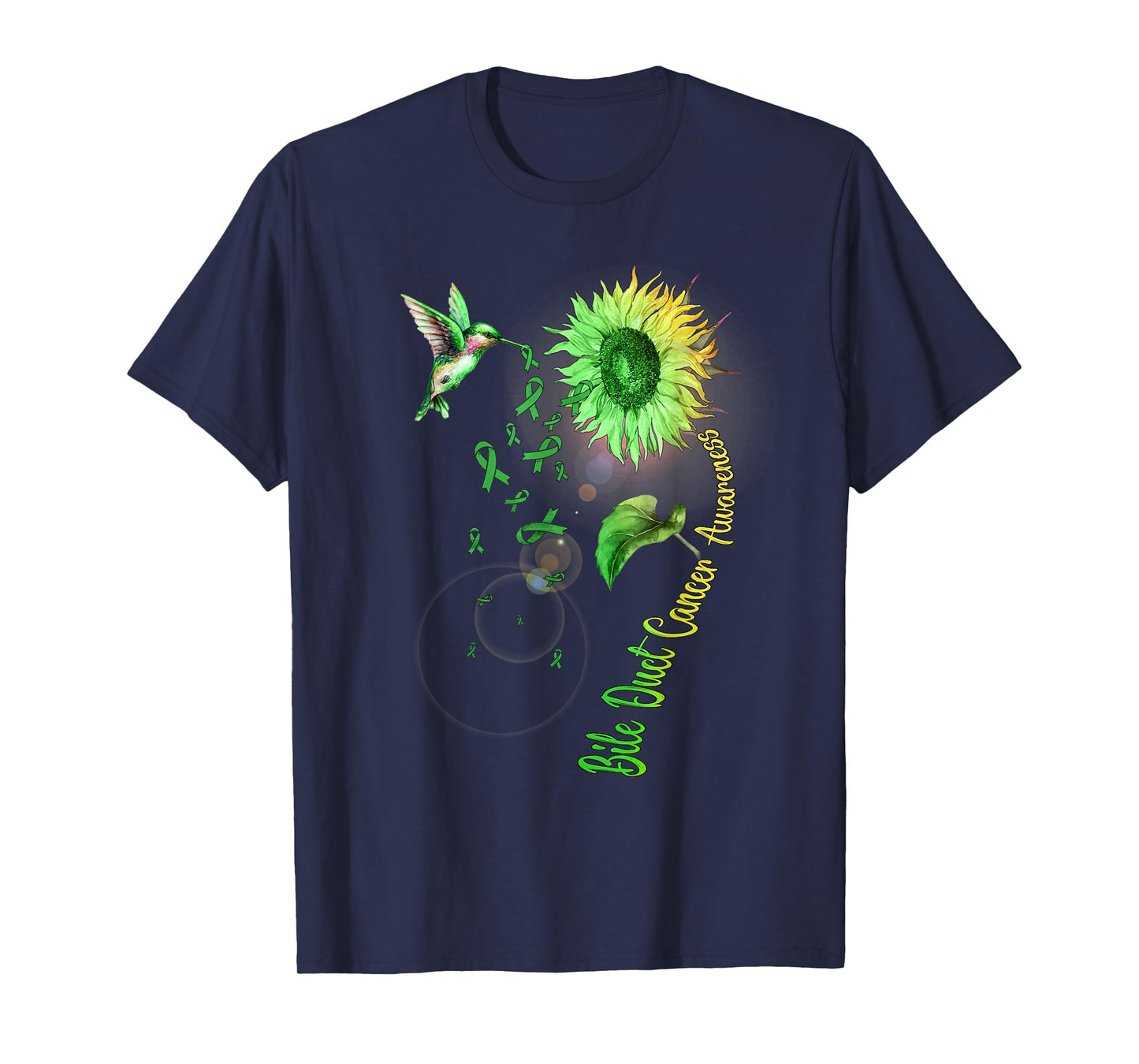 Bile Duct Cancer Sunflower Hummingbird T-Shirt