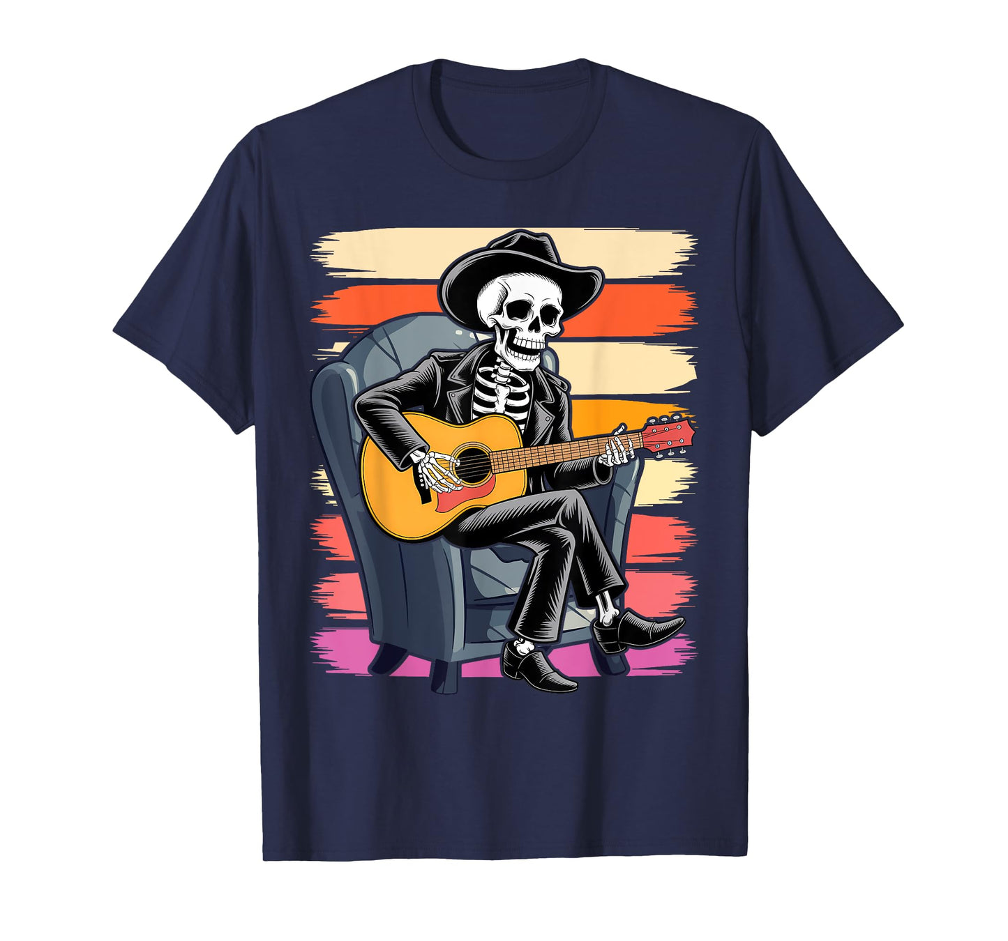 Halloween Skeleton Playing Guitar | Rock and Roll Band T-Shirt