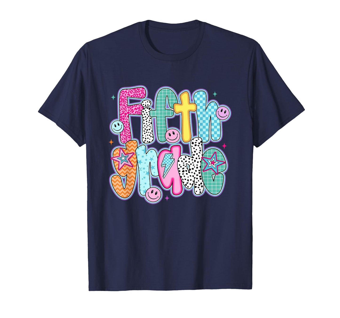 Cute Girly Checkered Fifth Grade Back To School 5th Grade T-Shirt