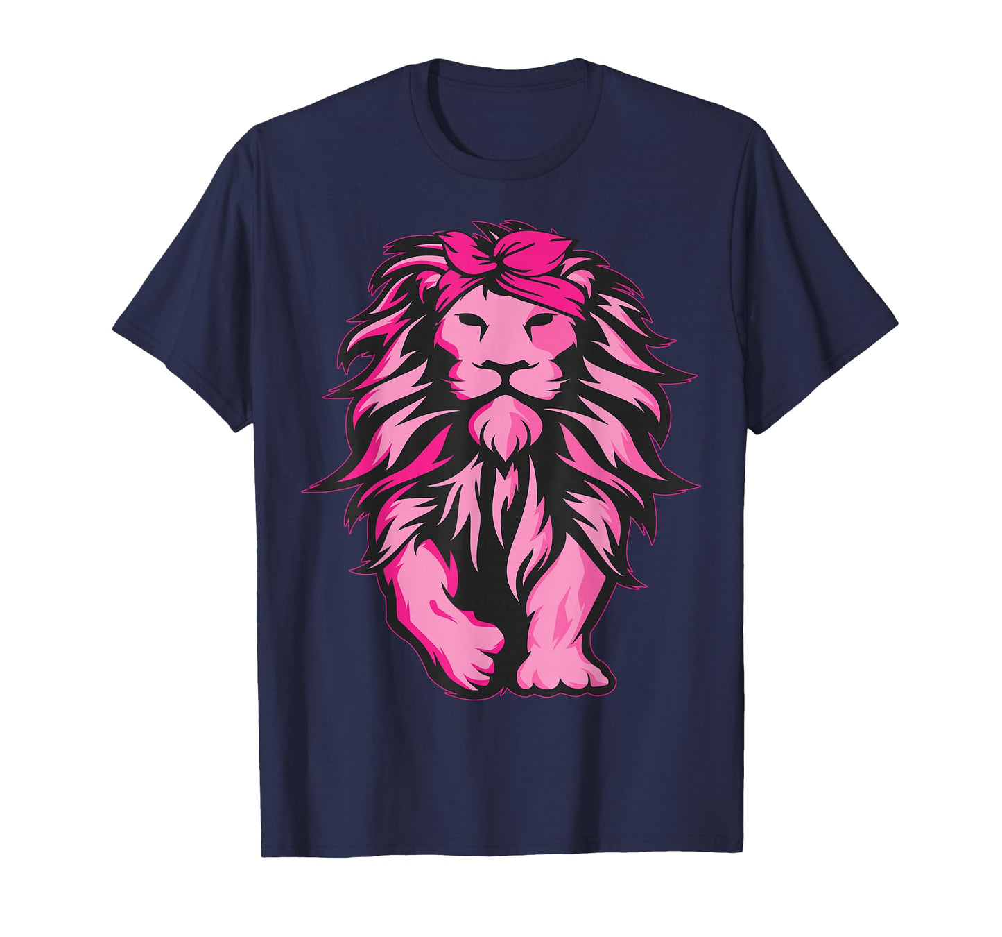 Lion Pink Bandana Breast Cancer Awareness Survivor Warrior T-Shirt