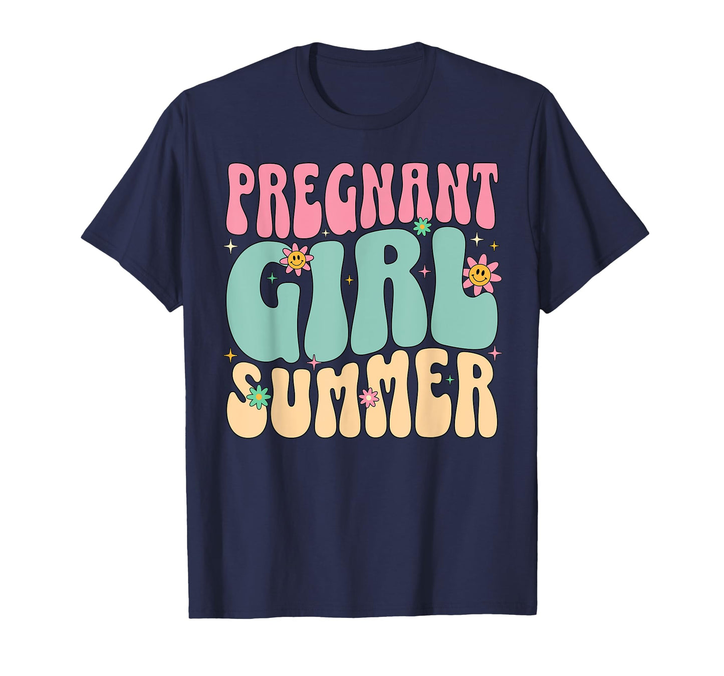 Groovy Pregnancy Reveal Pregnant Girl Summer Baby Shower - T-Shirt