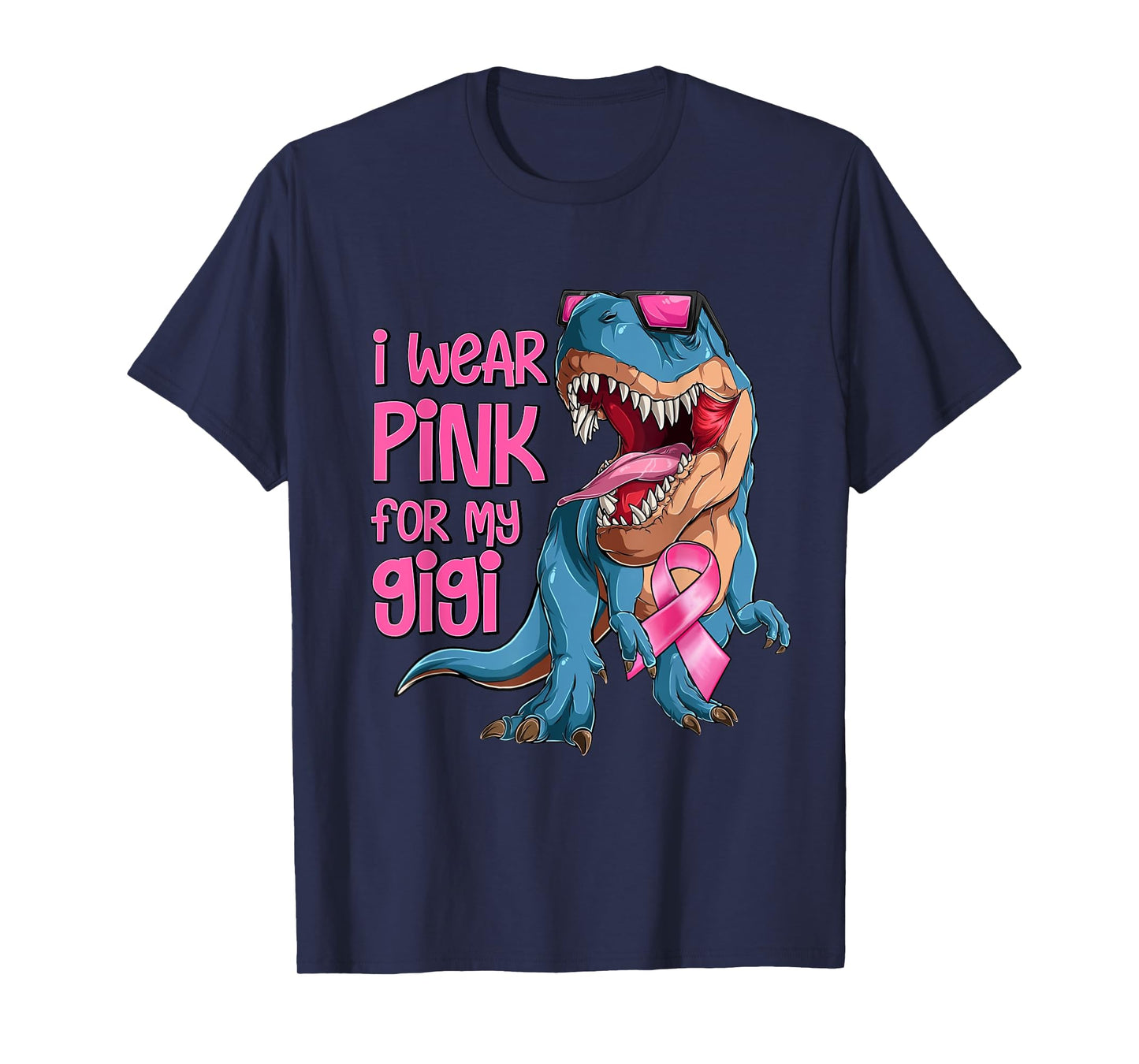 I Wear Pink For My Gigi Breast Cancer Awareness Dinosaur T-Shirt
