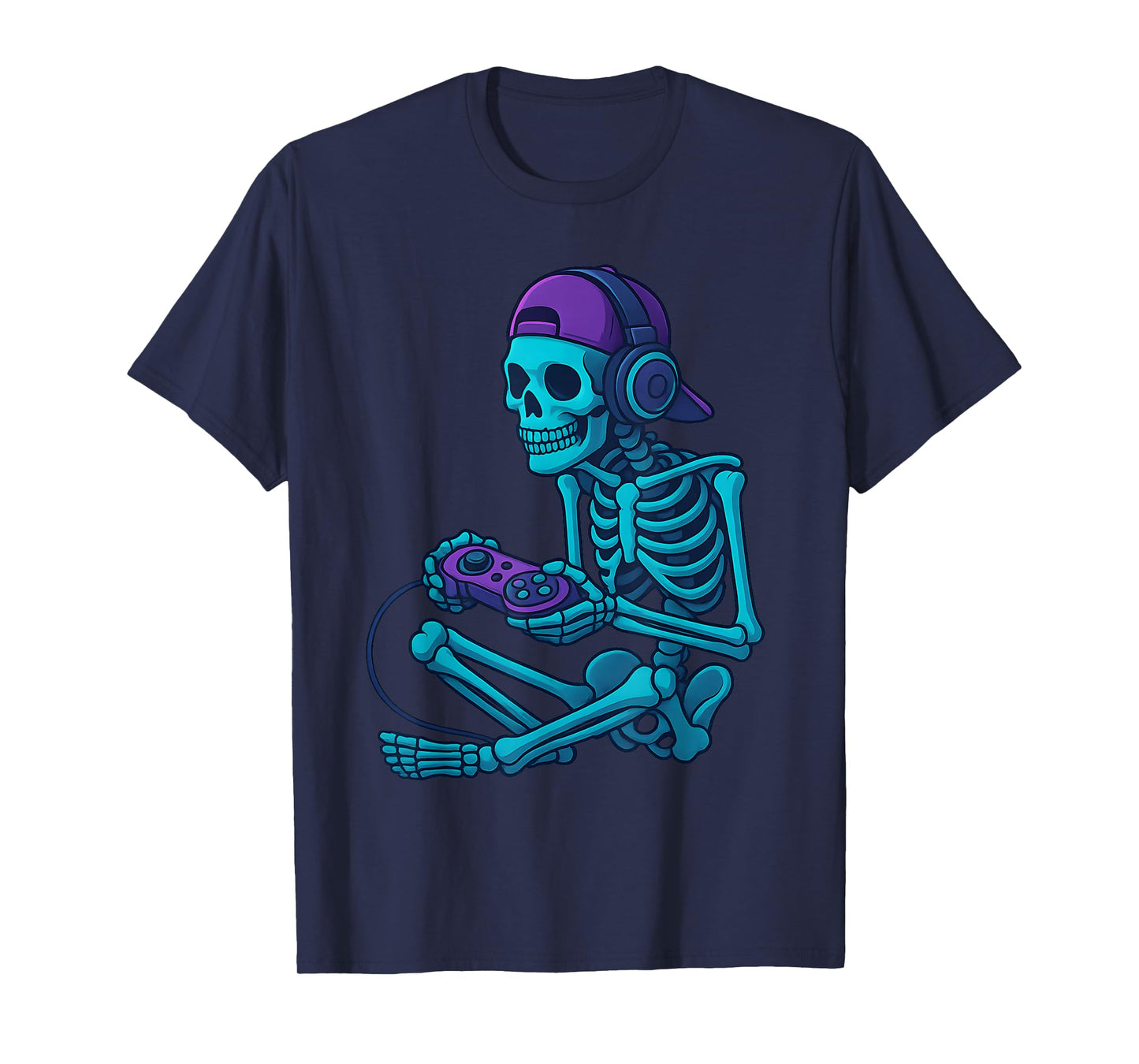 Funny Skeleton Video Game Halloween Gaming Gamer Boys Men T-Shirt