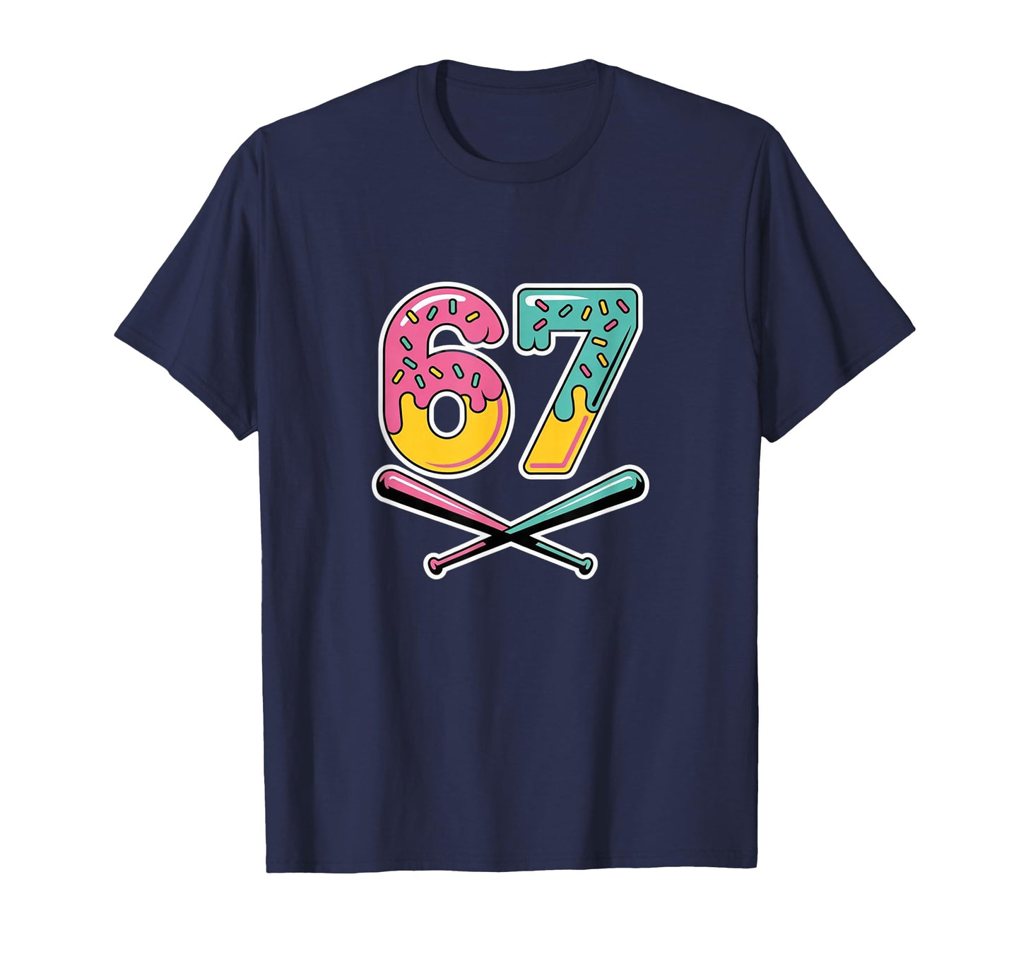 Six Seven Ice Cream Drip Sport 67 Fun Cool Baseball Meme T-Shirt