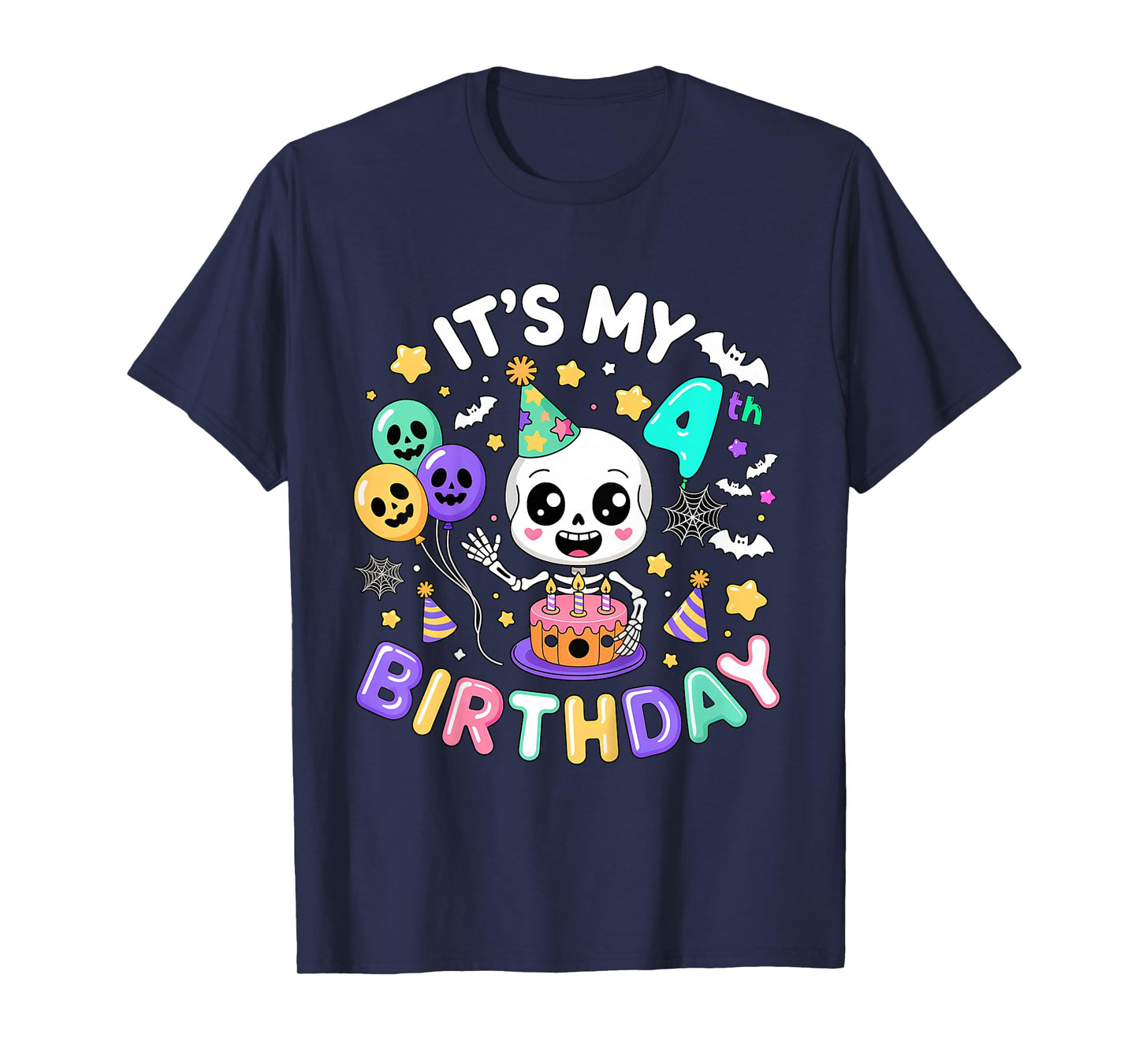 Its My 4th Birthday Skeleton Halloween Toddler Boy Girl T-Shirt