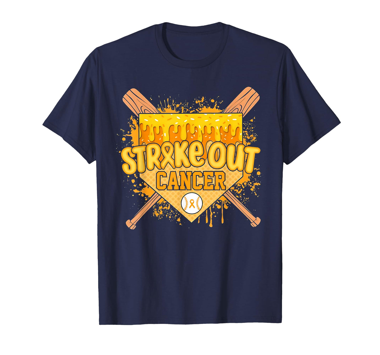 Baseball Ice Cream Drip Strike Out Childhood Cancer Boy Kid T-Shirt