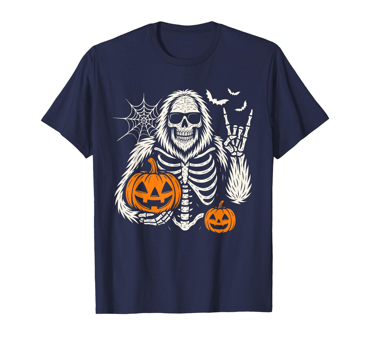 Spooky Skeleton Bigfoot Jack O Lantern Halloween Pumpkins T-Shirt