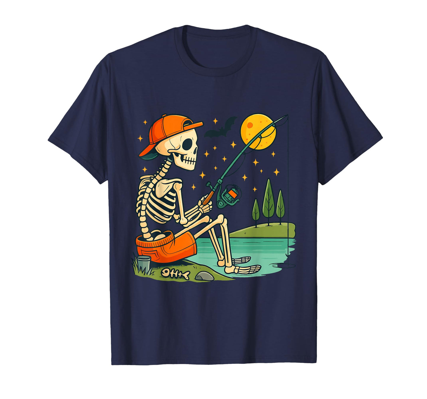 Skeleton Fishing Funny Halloween Costume for Kids T-Shirt