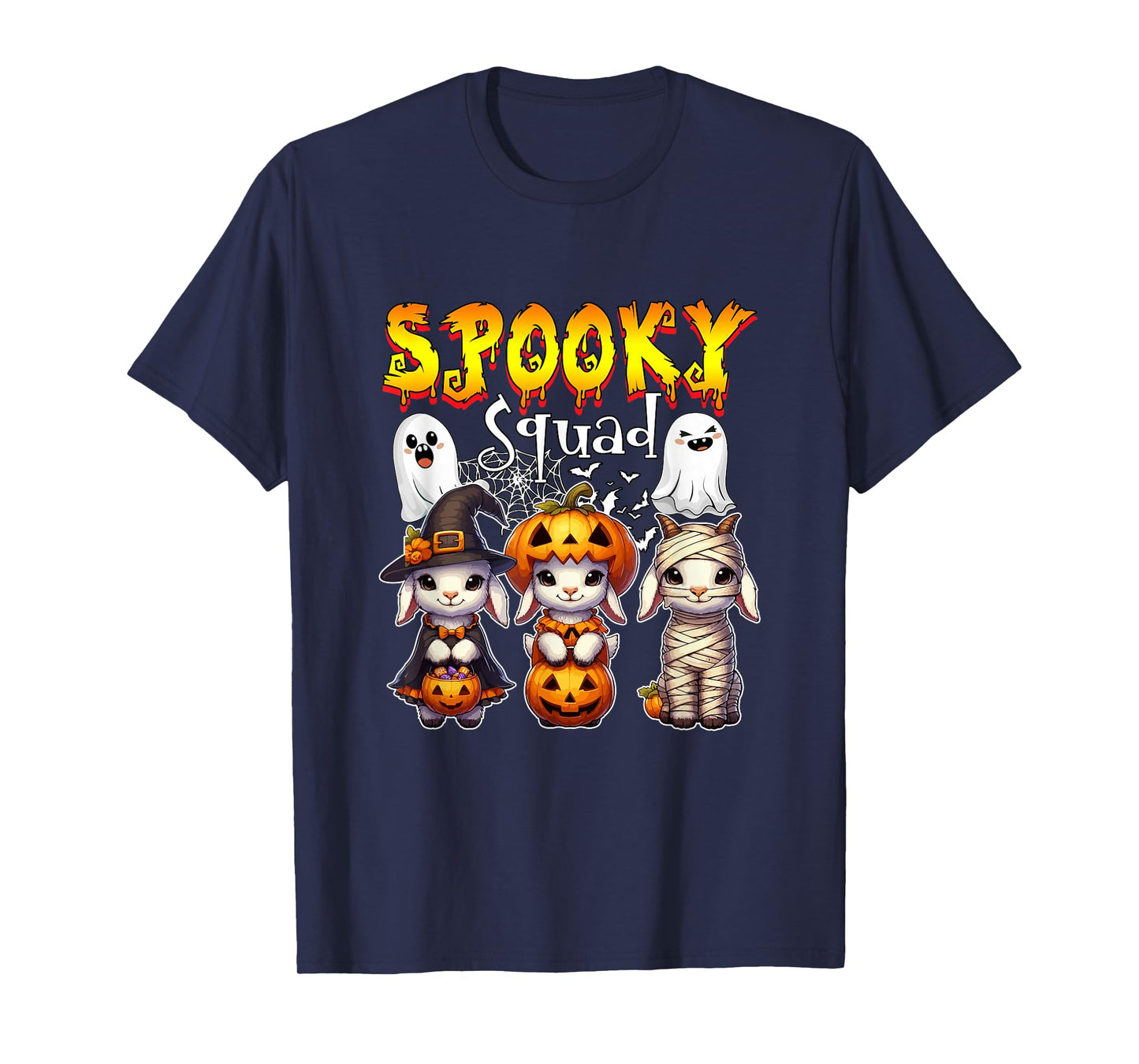 Spooky Halloween Squad Three Cute Goats Cosplay Witch T-Shirt