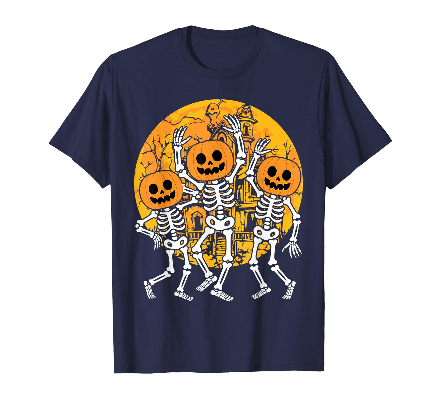 Dancing Skeleton Pumpkin Halloween T-Shirt