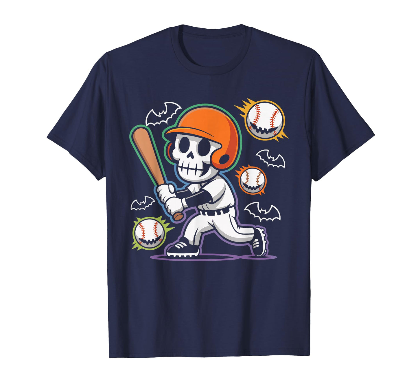 Spooky Season Skeleton Baseball Player Halloween Batter Men T-Shirt