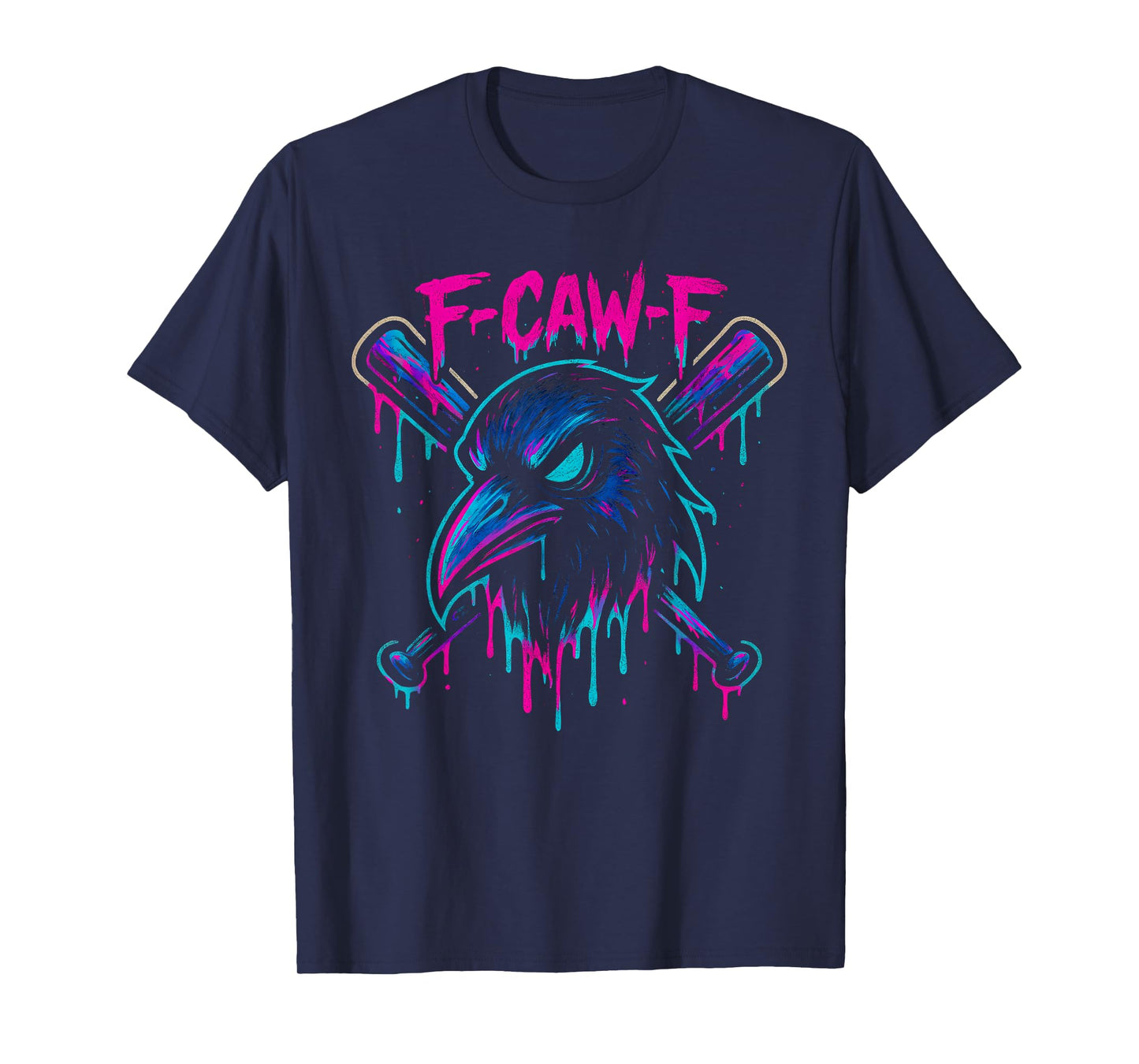 Cool Baseball F Caw F Crow Funny Fcawf Raven Fawk Off Bird T-Shirt