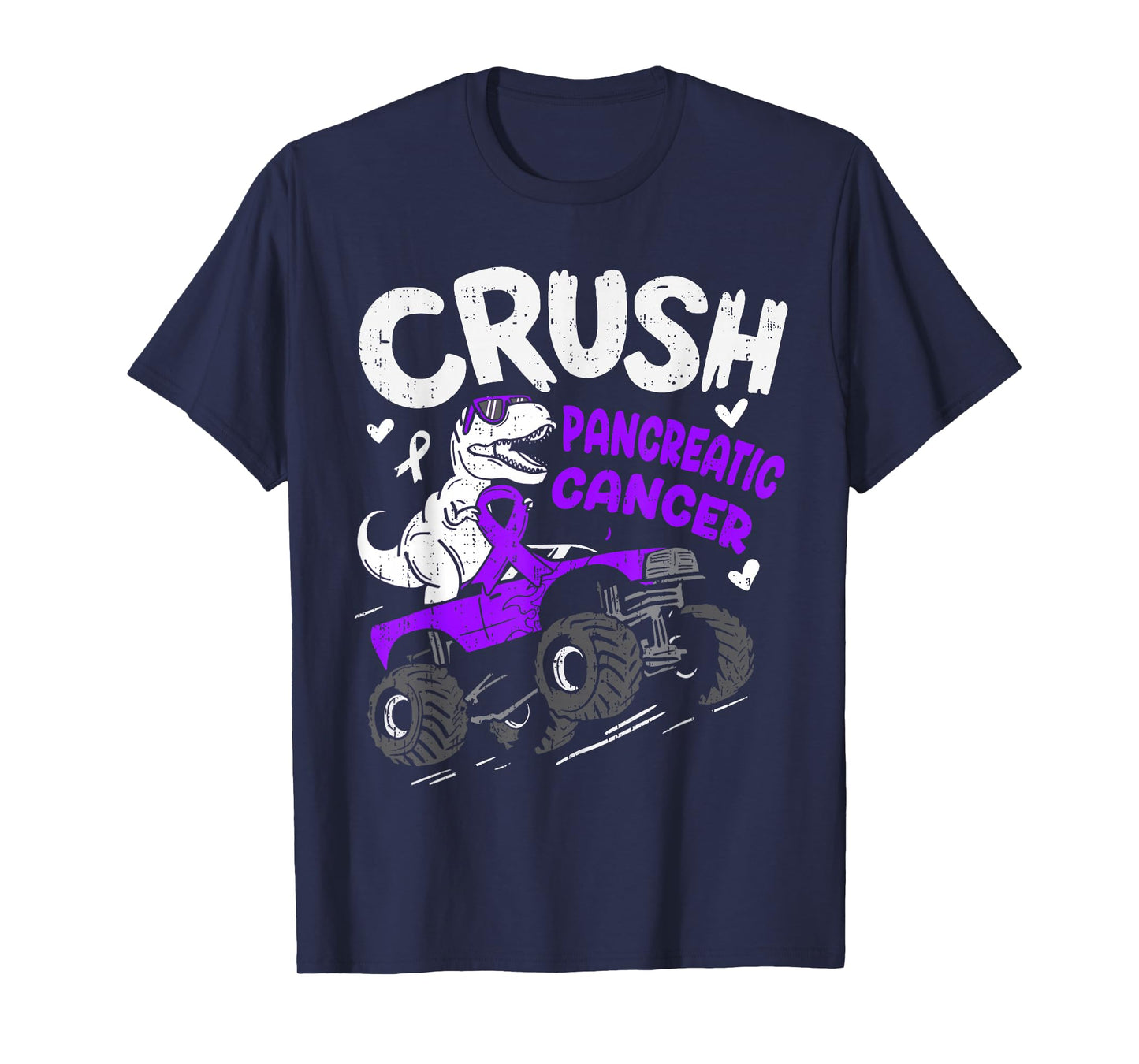 Crush Pancreatic Cancer Awareness Dino Ribbon Purple Boy Kid T-Shirt