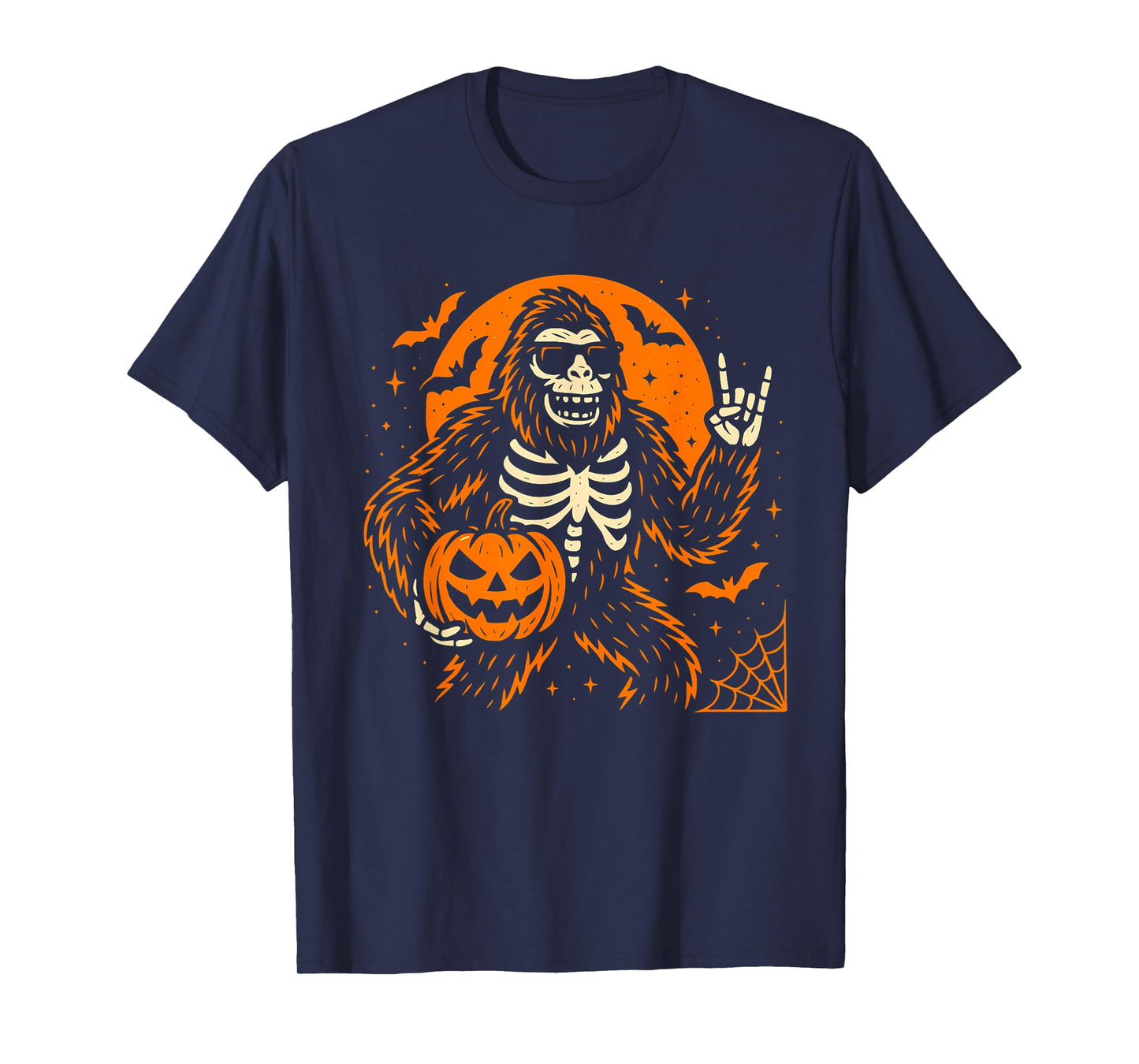 Spooky Bigfoot Goofy Skeleton Halloween Pumpkin Costume Men T-Shirt