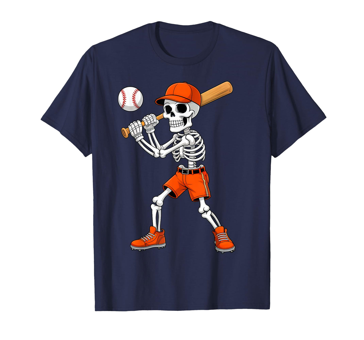 Funny Skeleton Play Baseball Halloween Costume Boys Men Kids T-Shirt