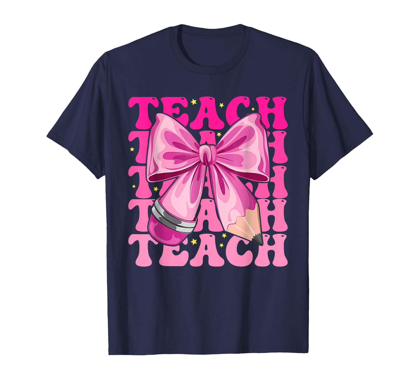 Groovy Teach Coquette Bow Teacher Women Girls Back to School T-Shirt