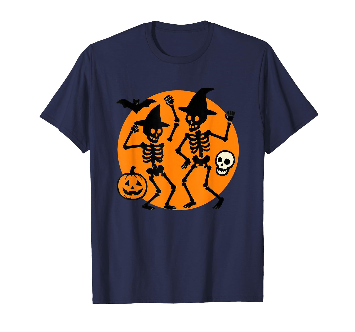 Dancing Skeletons Pumpkin Halloween Vibes T-Shirt